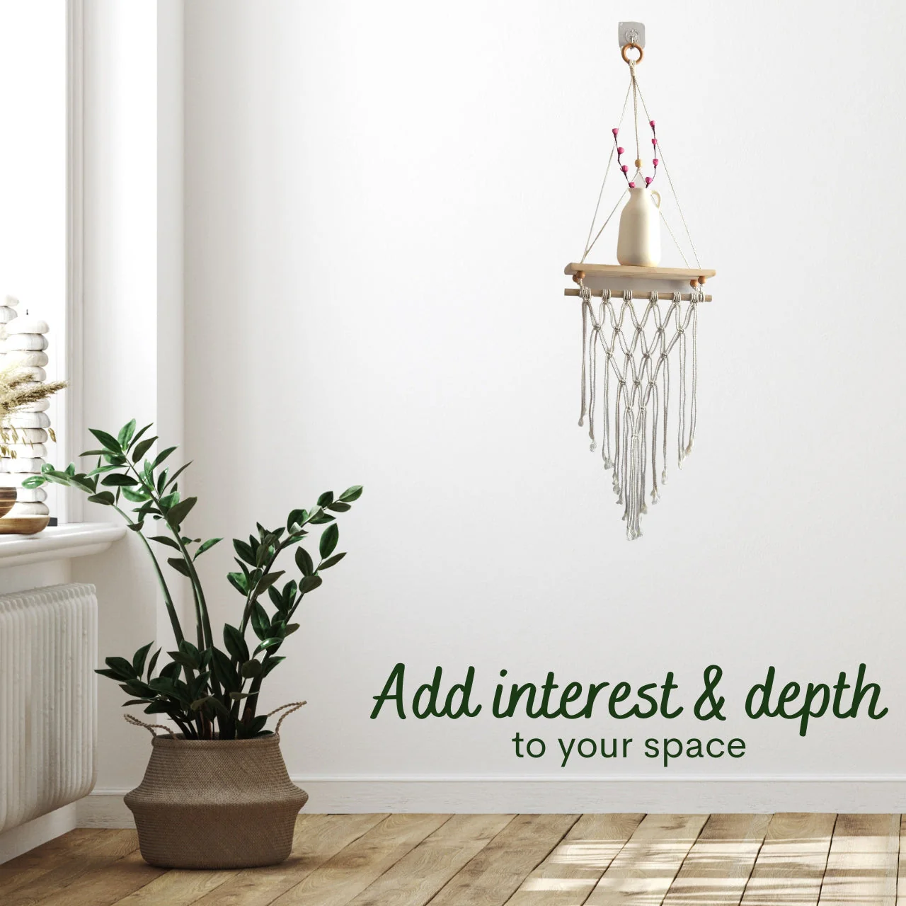 Single Macrame Hanging Shelf - Image 5