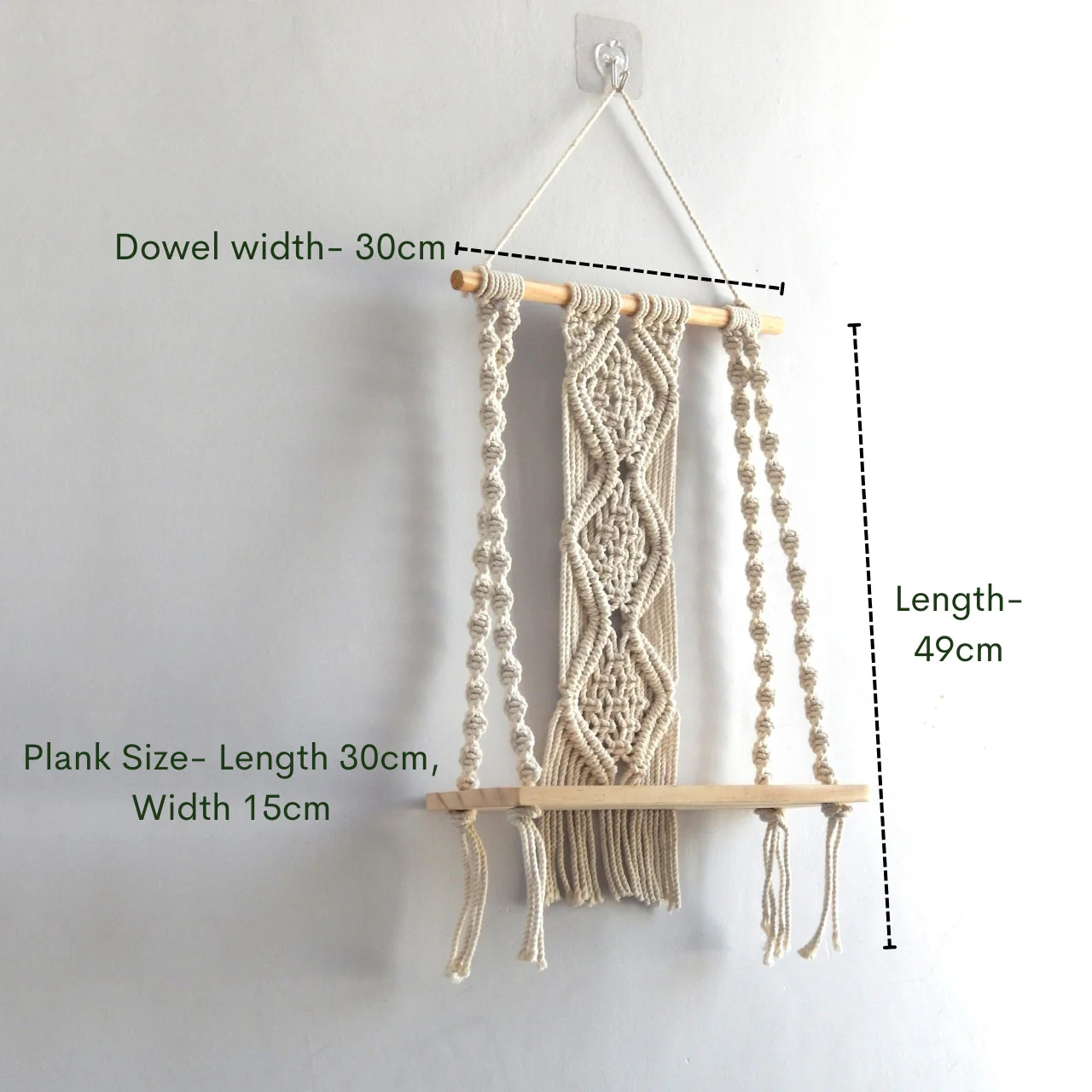 Single Macrame Hanging Shelf - Image 2
