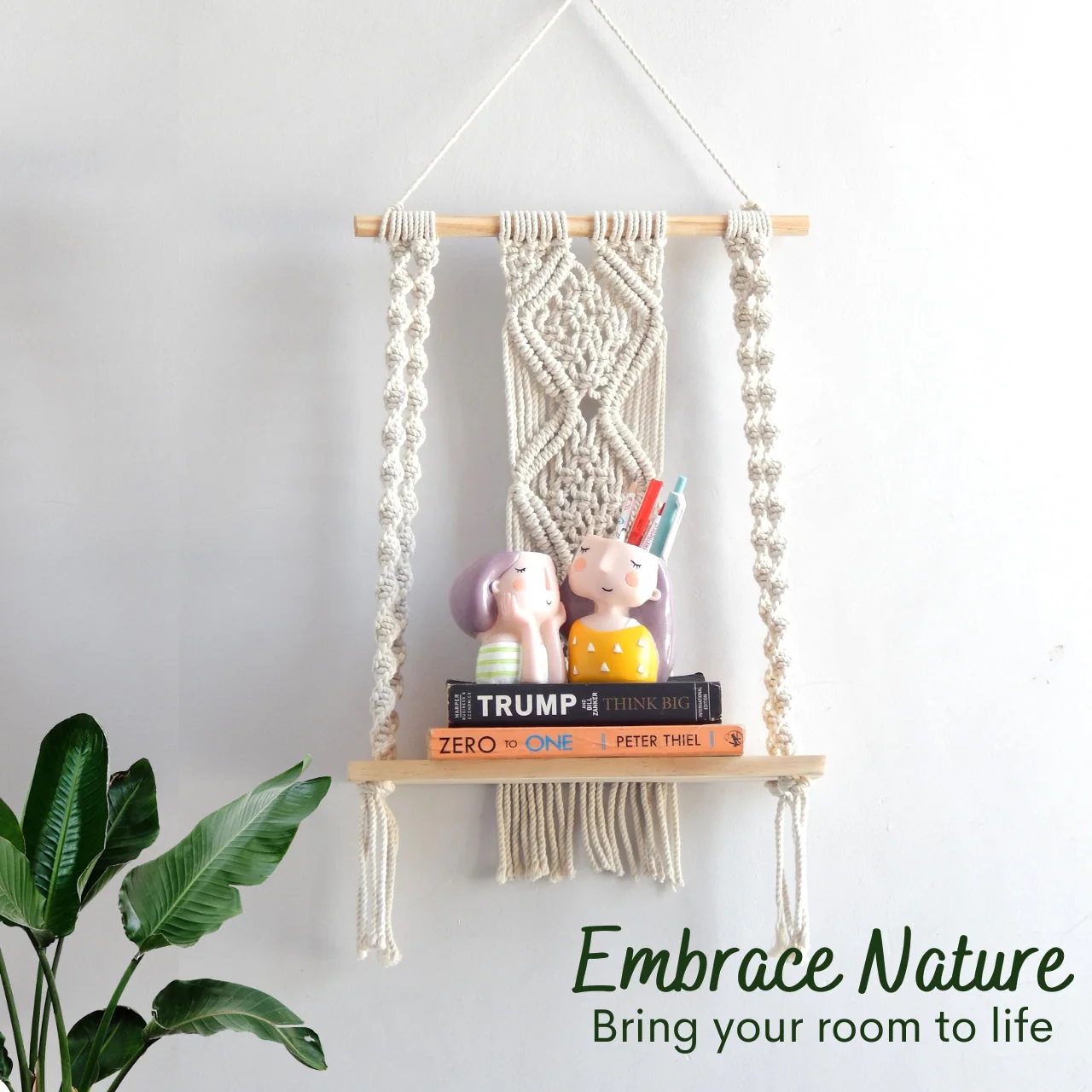Single Macrame Hanging Shelf - Image 3