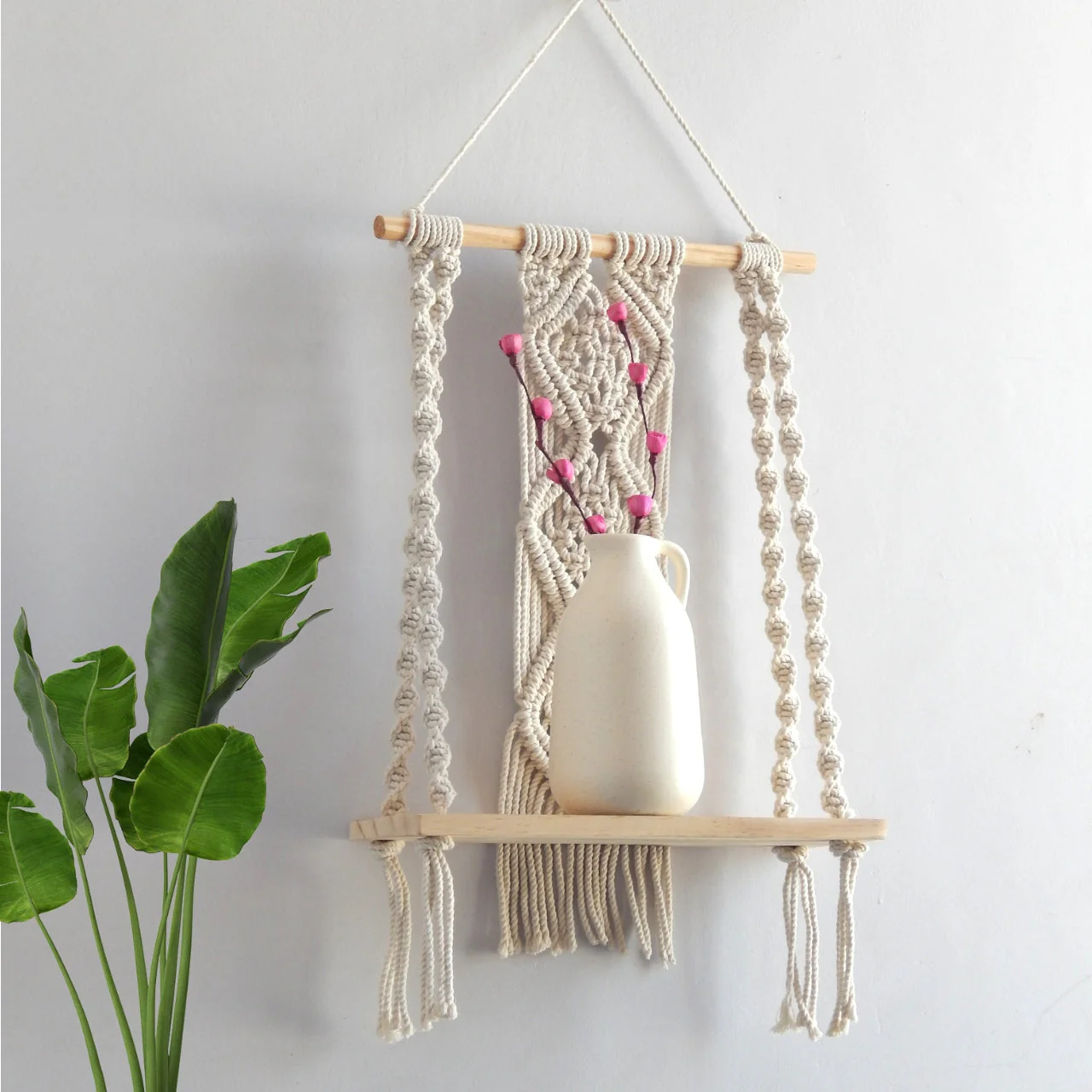 Single Macrame Hanging Shelf - Image 4