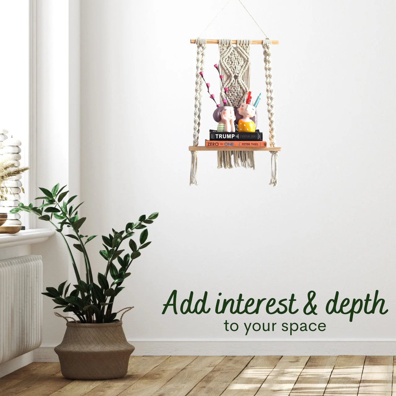 Single Macrame Hanging Shelf - Image 5