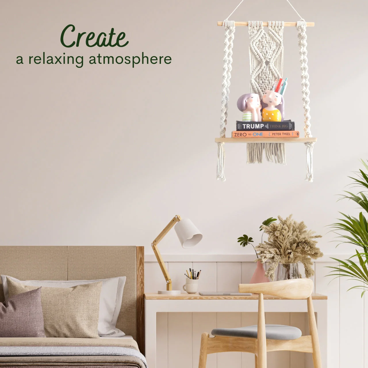 Single Macrame Hanging Shelf - Image 6