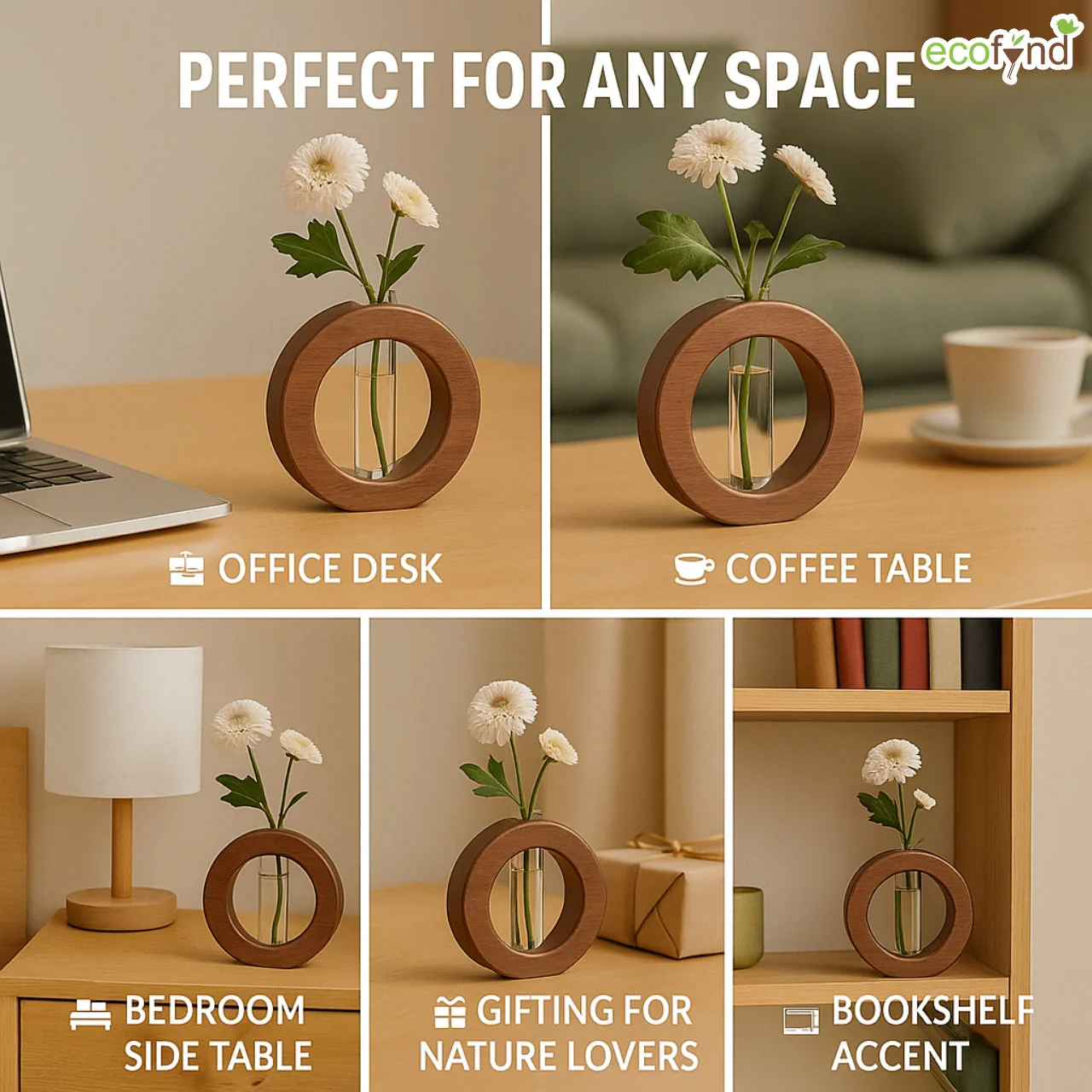 Single Test Tube Planter with Circular Wooden Holder - Image 4