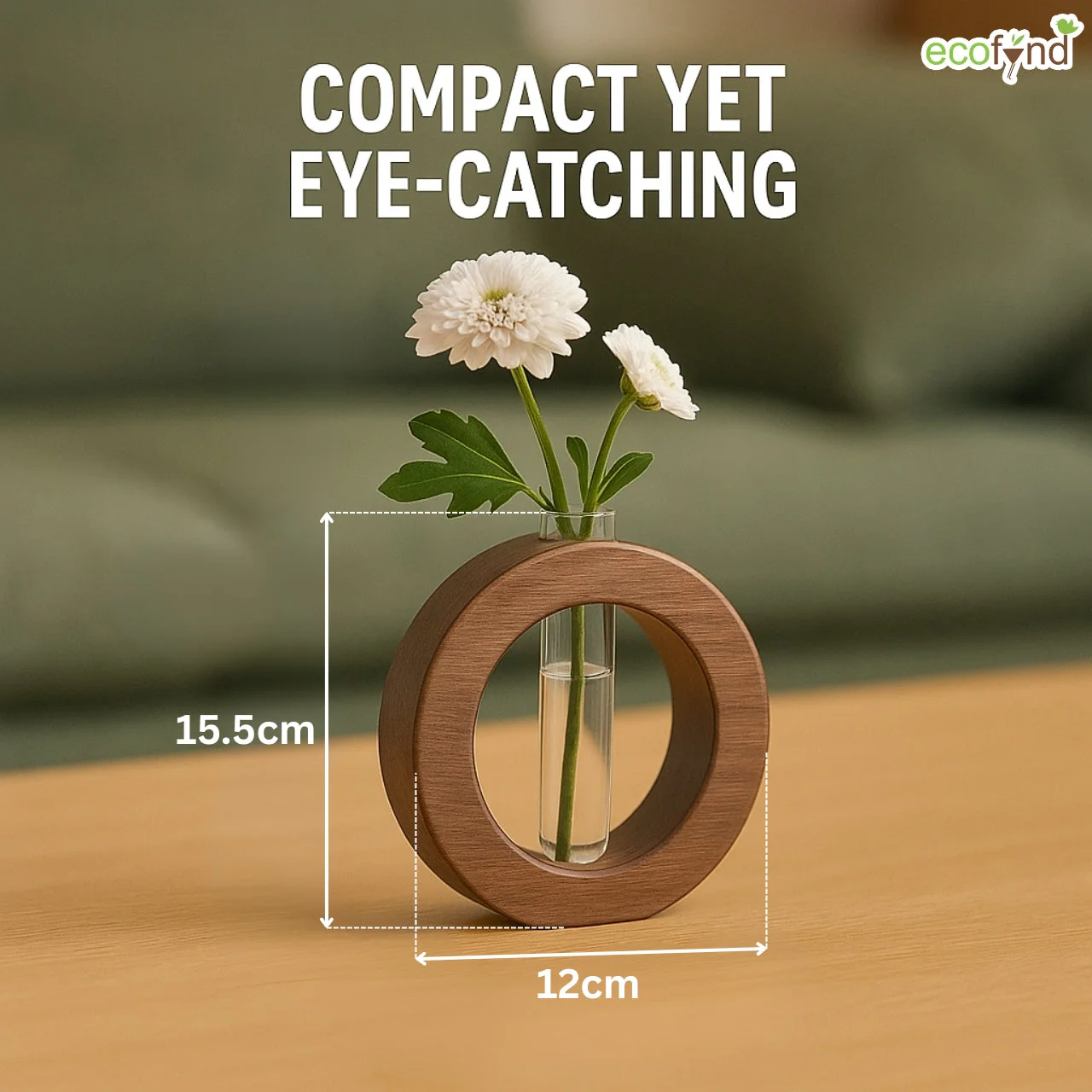 Single Test Tube Planter with Circular Wooden Holder - Image 3