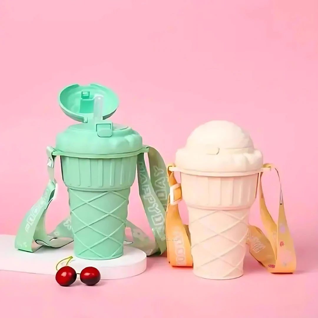 Sippy: Adorable Ice Cream Cone Sipper Bottle with Built-In Straw & Kid-Friendly 450ml Design - Image 7