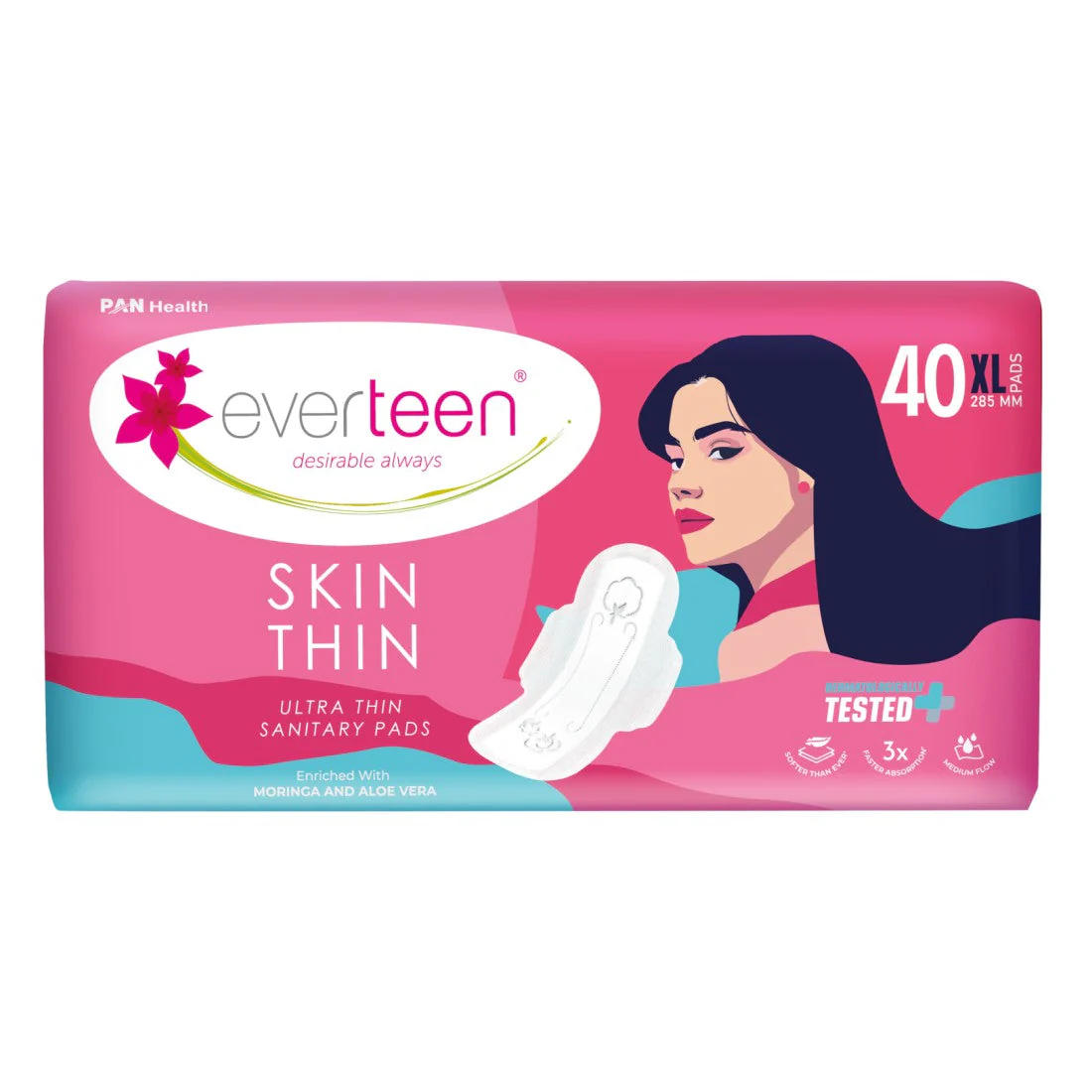 SKIN THIN Ultra XL Sanitary Pads with Moringa & Aloe Vera (40 Pads, 285mm) - Image 10