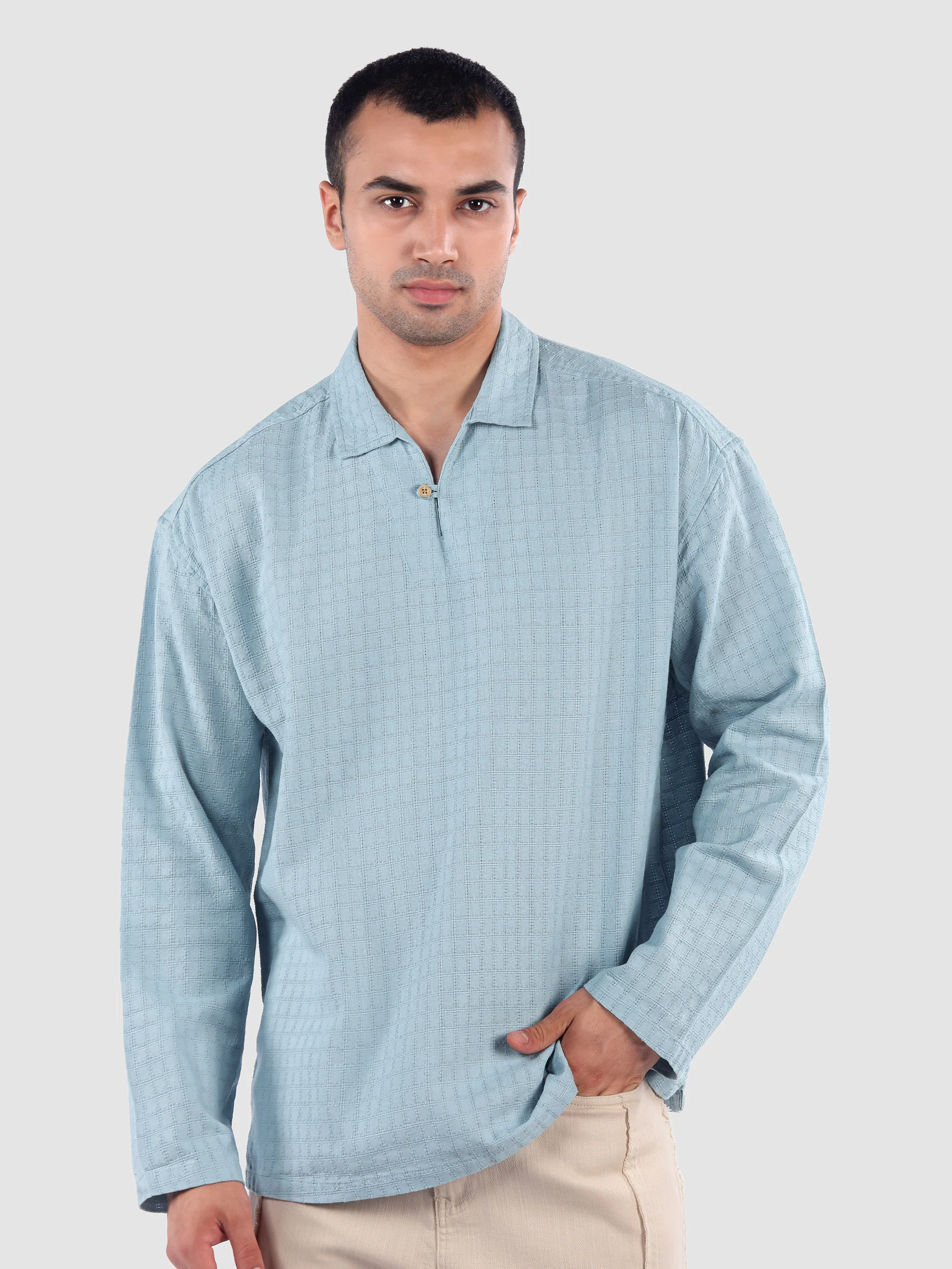 Sky Blue Pullover Kurta Shirt