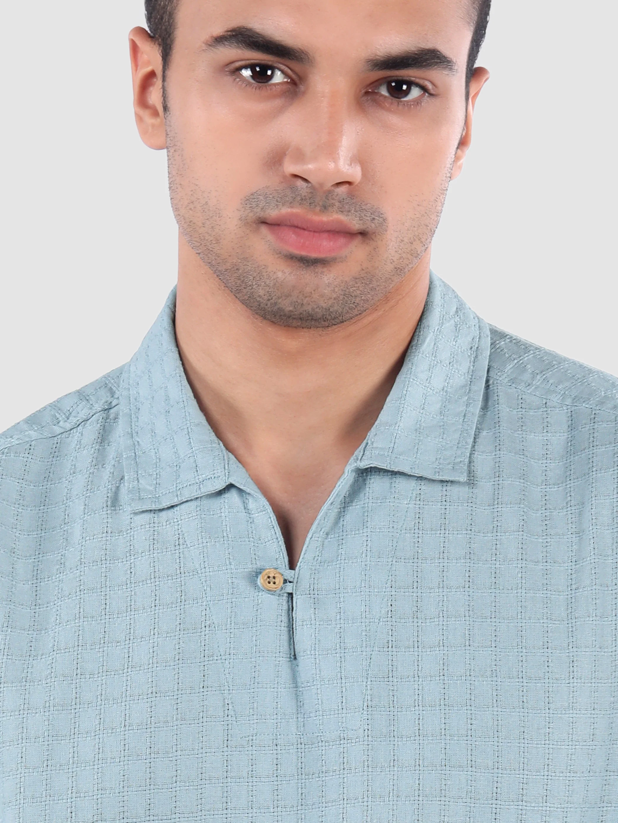 Sky Blue Pullover Kurta Shirt - Image 6