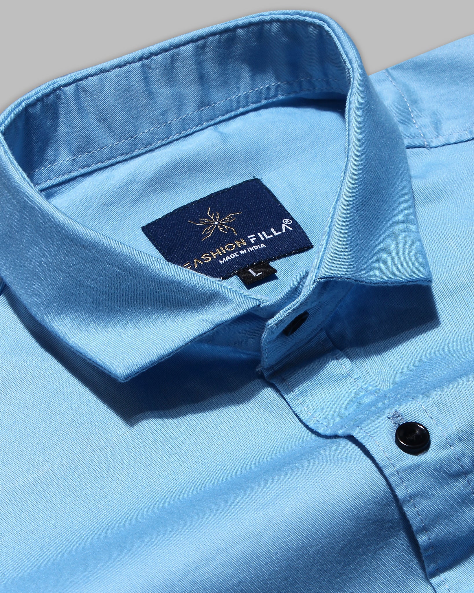 Sky Blue Super Soft Black Button Premium Cotton Shirt - Image 4