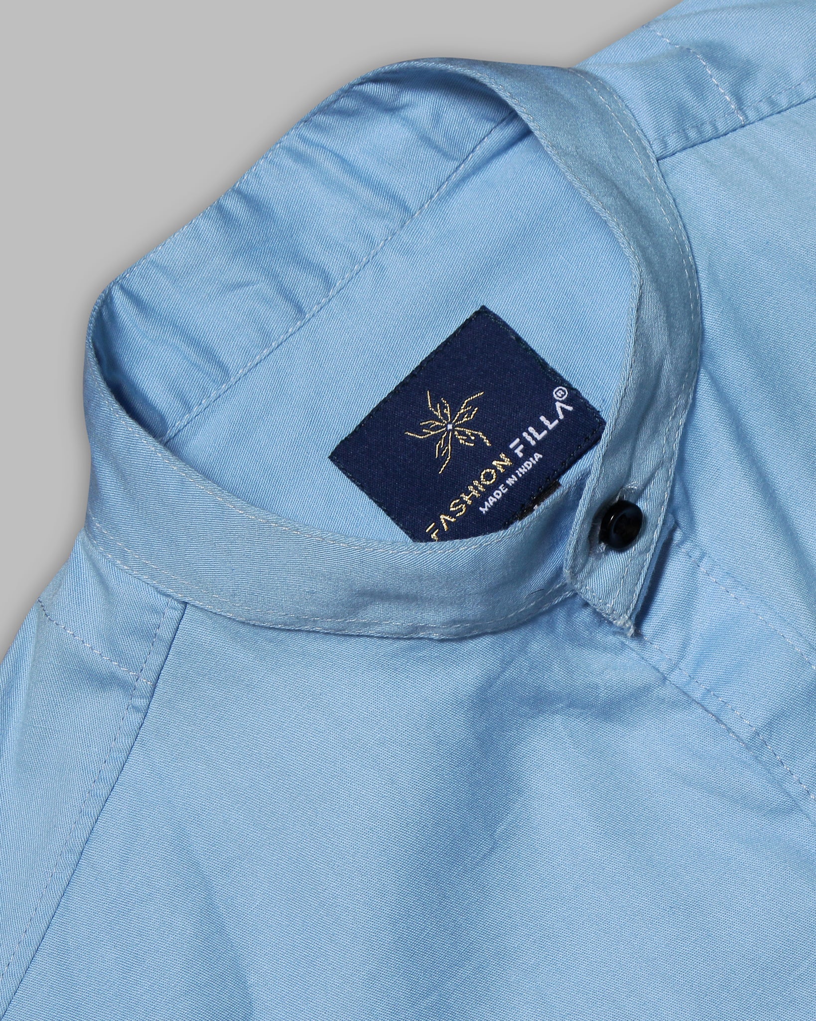 Sky Blue Super Soft Kurta Collar Premium Cotton Shirt - Image 3