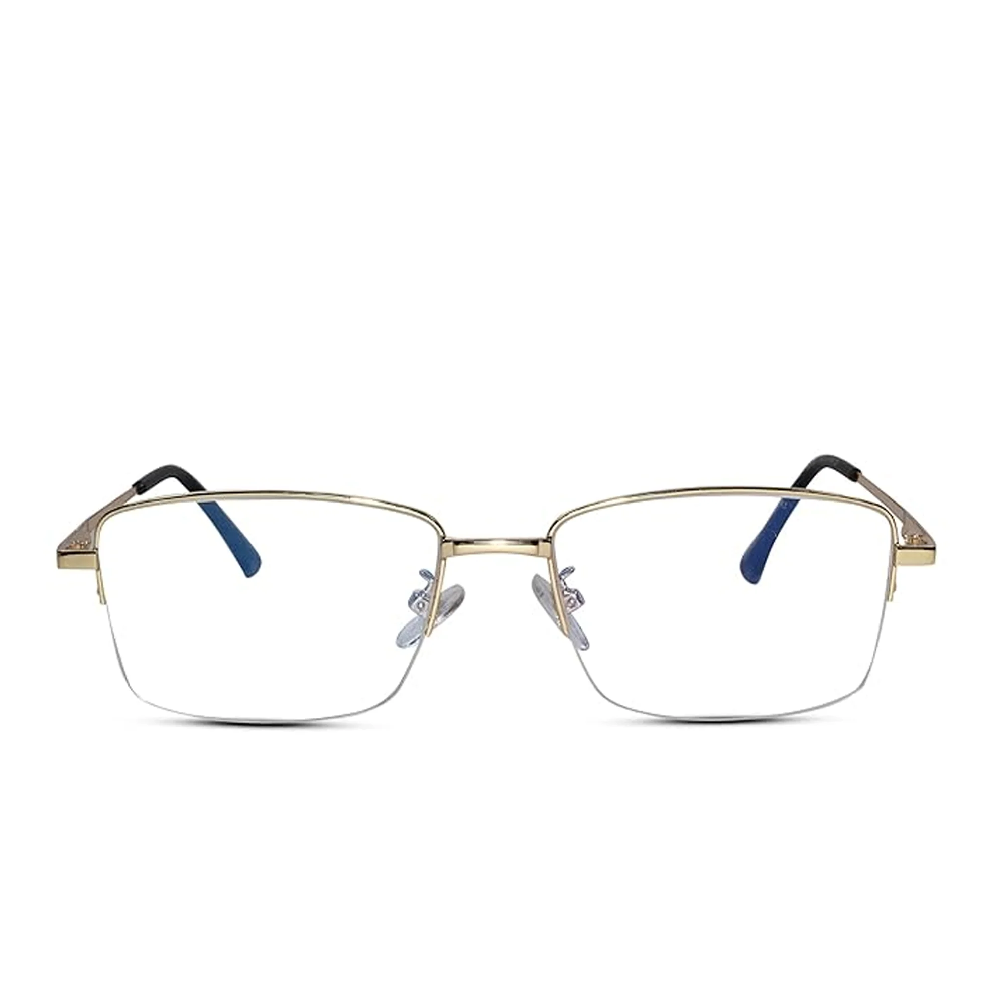 Sleek Gold Rectangular Half Rim Eyeglasses - Image 2