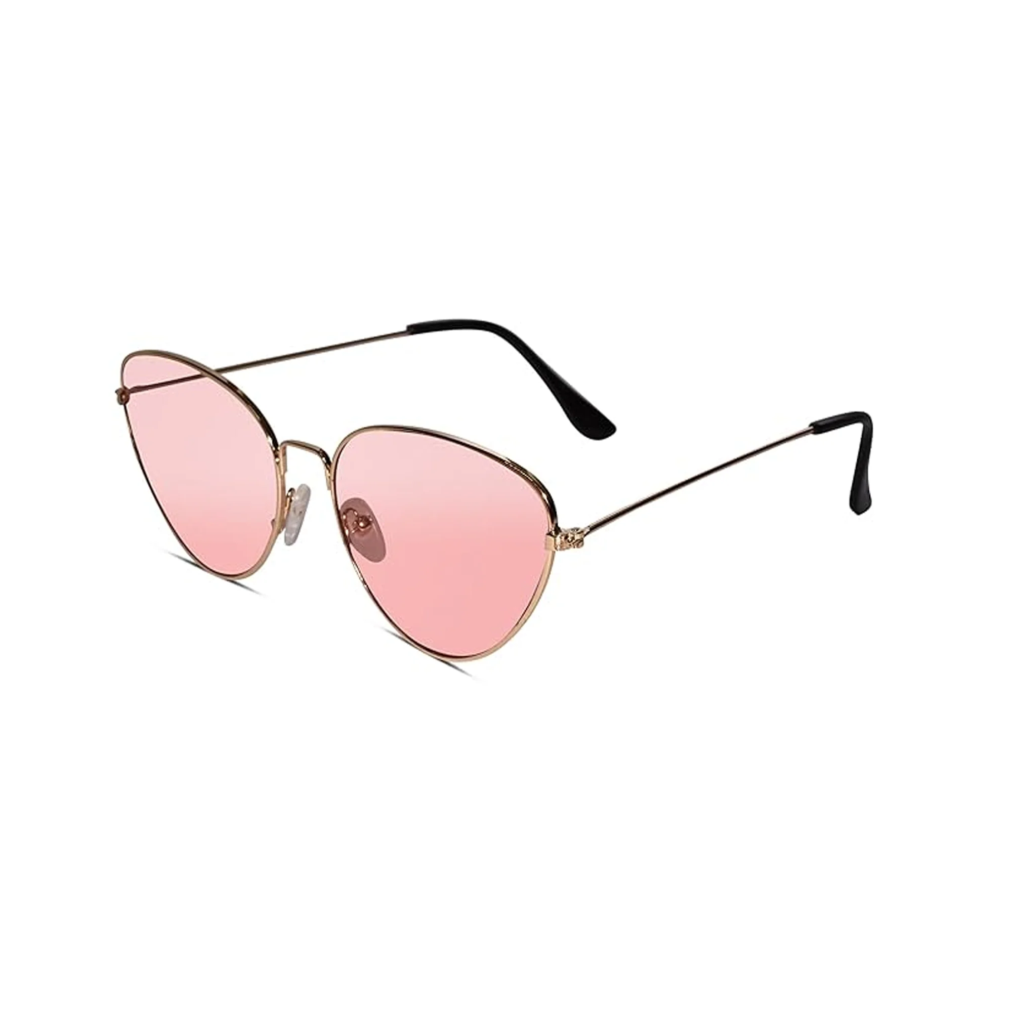 Sleek Golden Metal Pink Tint Cat eye Sunglasses