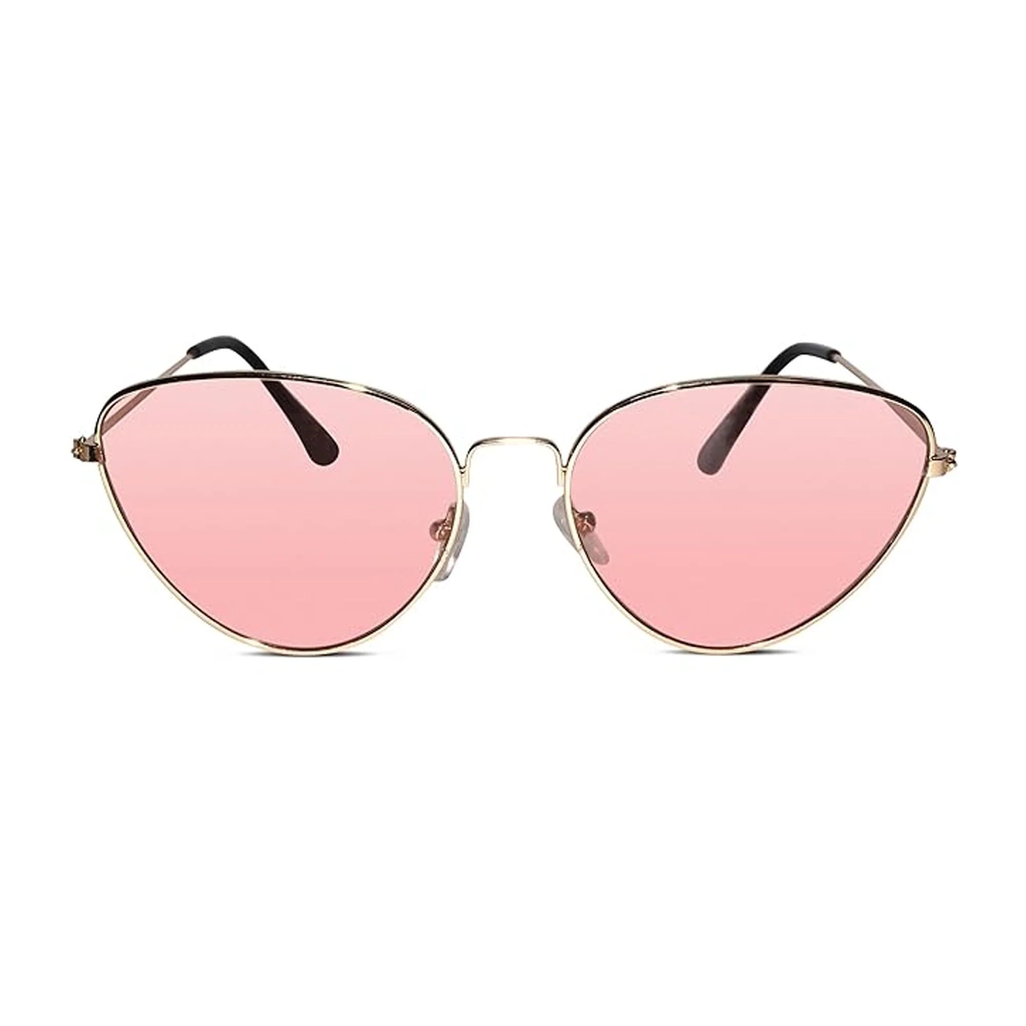 Sleek Golden Metal Pink Tint Cat eye Sunglasses - Image 3