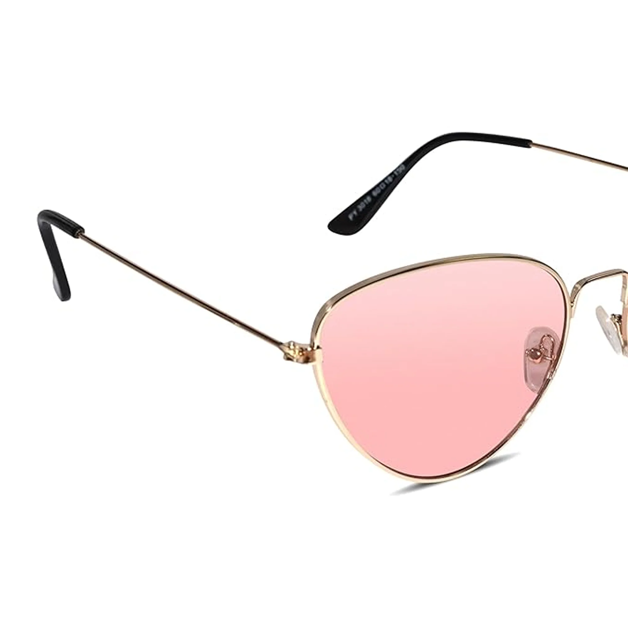 Sleek Golden Metal Pink Tint Cat eye Sunglasses - Image 4