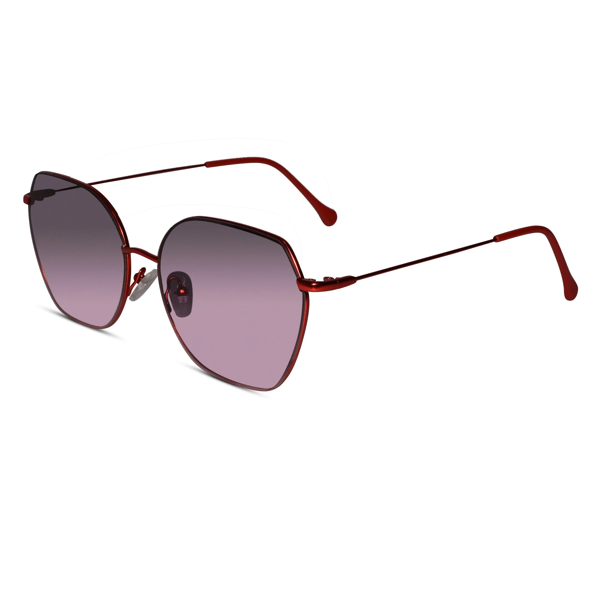 Sleek Red Hexagonal Sunglasses For Women