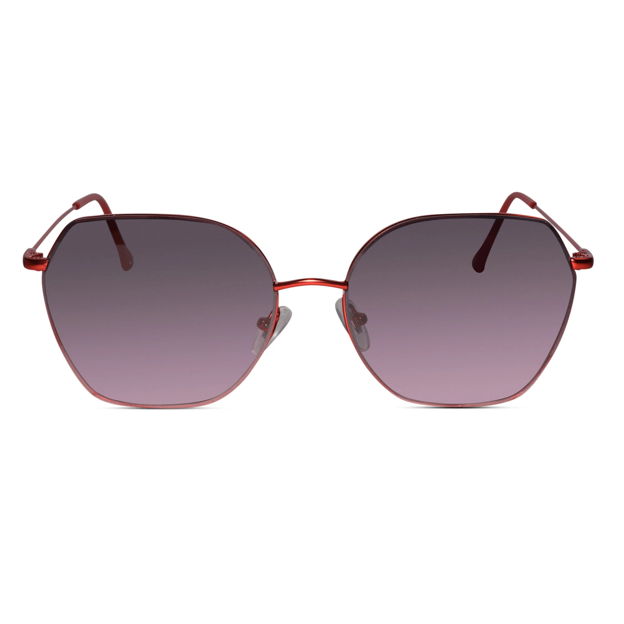 Sleek Red Hexagonal Sunglasses For Women - Image 4