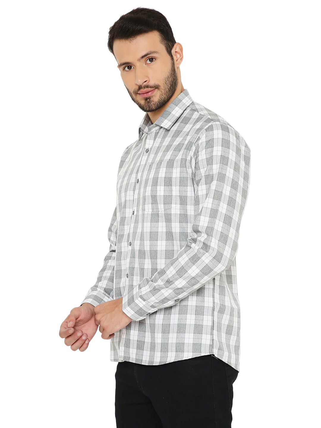 Slim Fit Big Checks Shirt in Green - Image 2