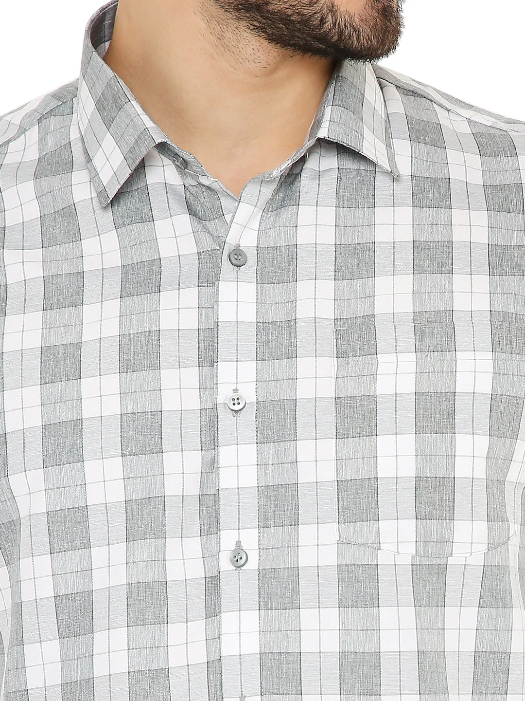 Slim Fit Big Checks Shirt in Green - Image 6
