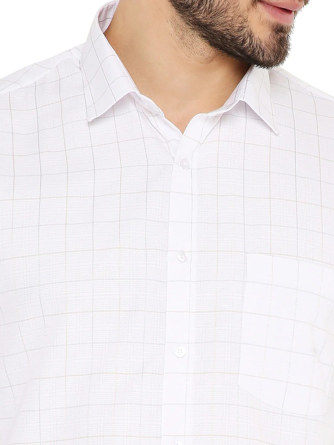 Slim Fit Checkered White Shirt - Image 6