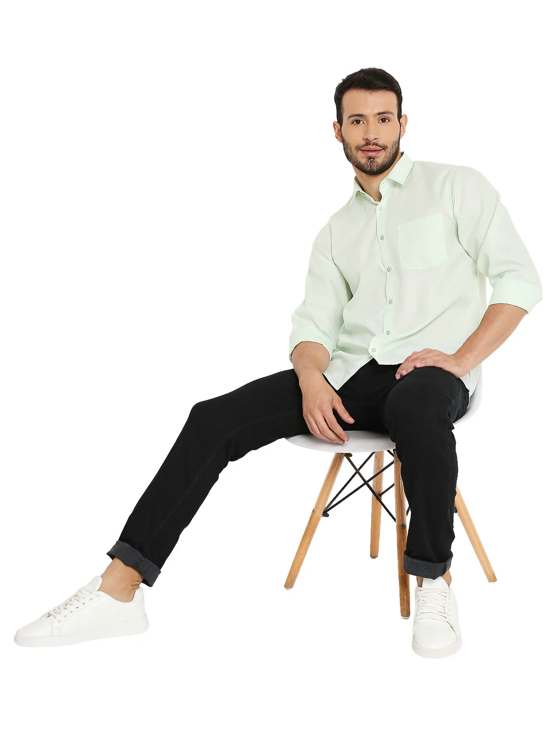 Slim Fit Shirt in Pastel Green - Image 5