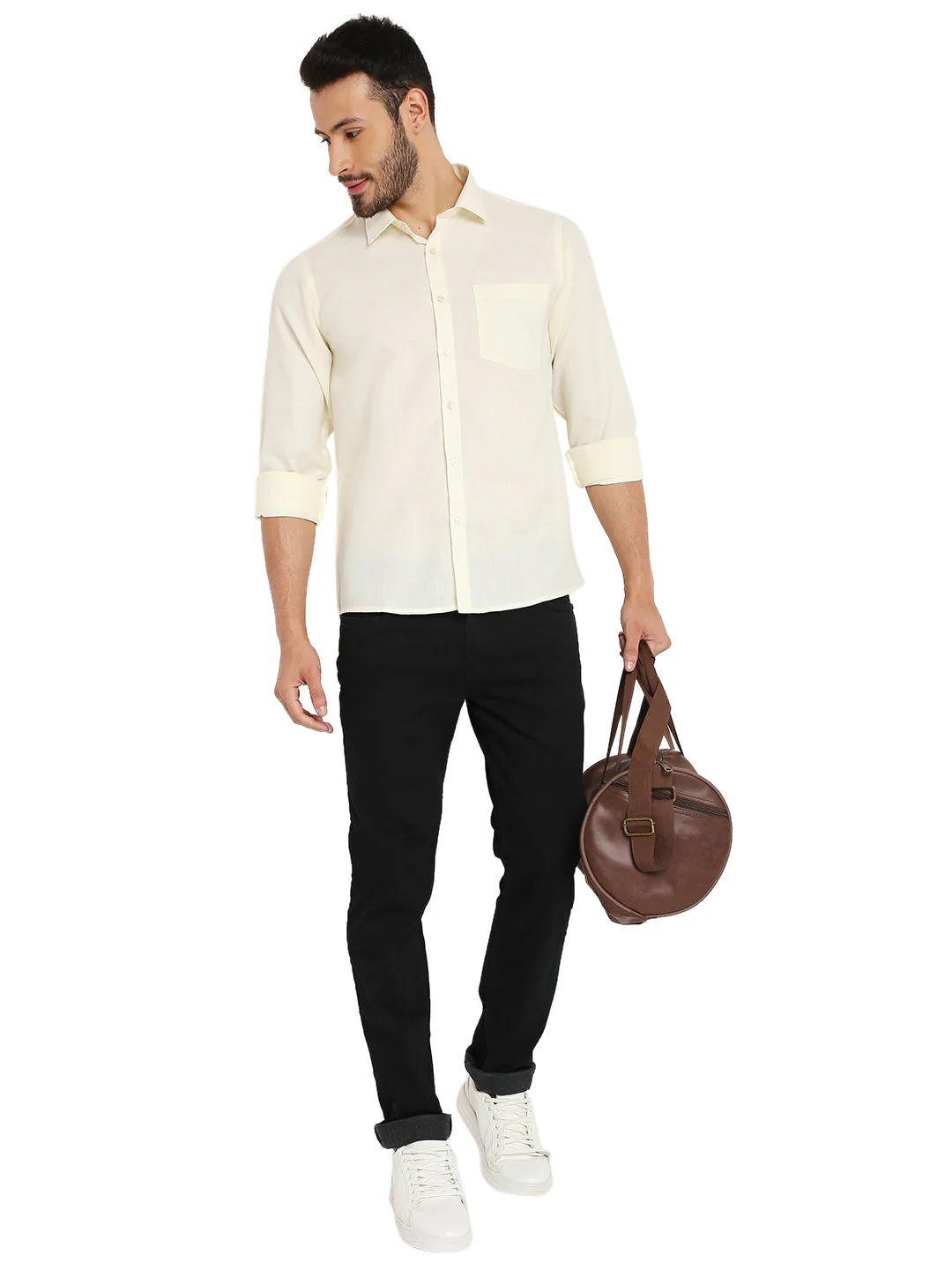 Slim Fit Shirt in Pastel Yellow - Image 5