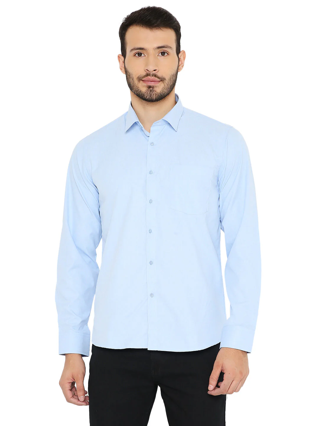 Slim Fit Solid Bright Blue Shirt