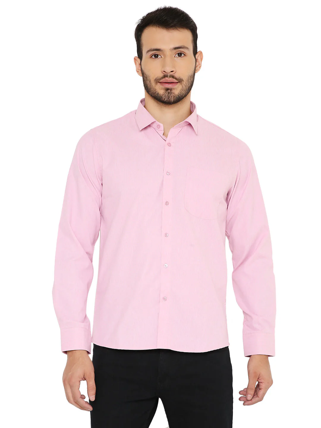 Slim Fit Solid Bright Pink Shirt