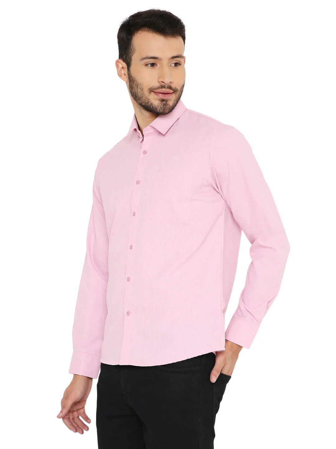 Slim Fit Solid Bright Pink Shirt - Image 2