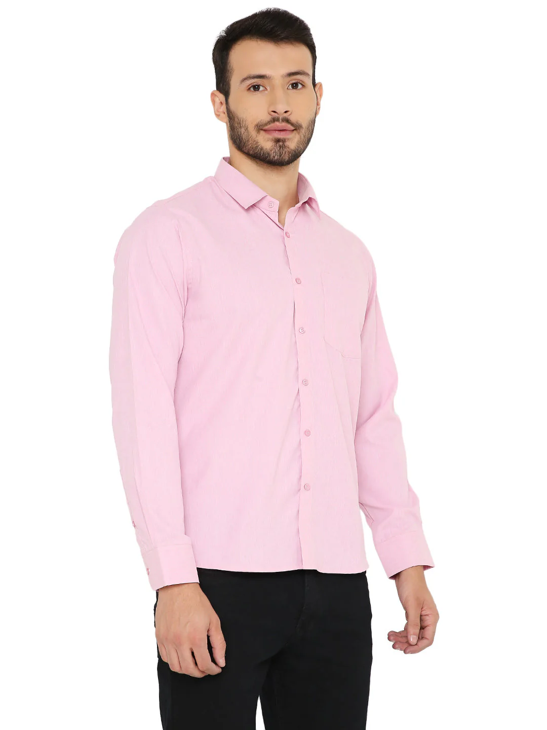 Slim Fit Solid Bright Pink Shirt - Image 3