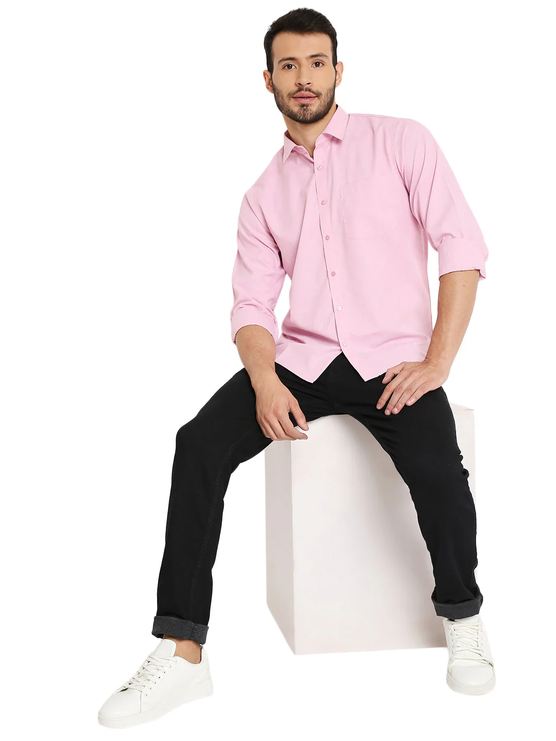 Slim Fit Solid Bright Pink Shirt - Image 5