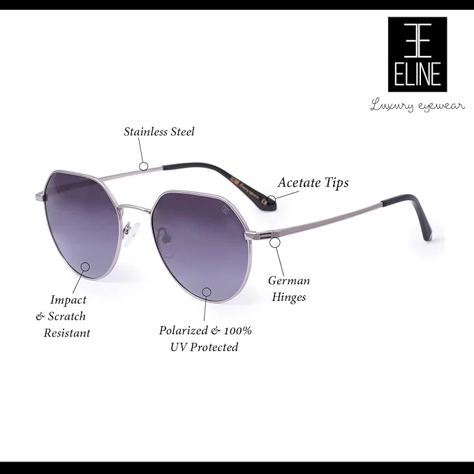 Sliver- Purple Hexagonal sunglass For Men & Women - Image 4