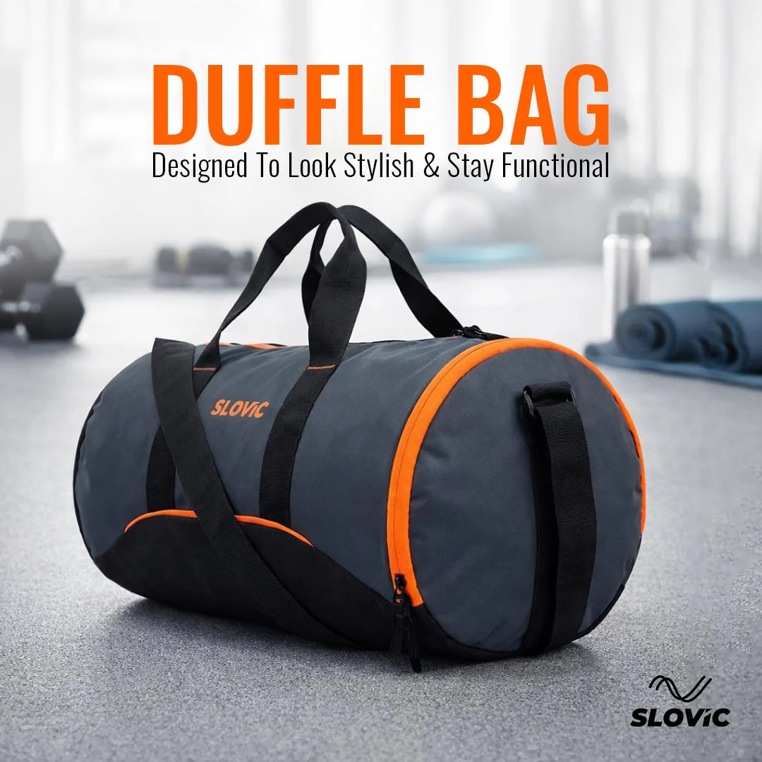 Slovic 22L Duffle Gym Bag with Adjustable Strap, Separate Shoe Compartment & 1 Mesh Pocket | Ideal for Gym & Travel Use - Image 2