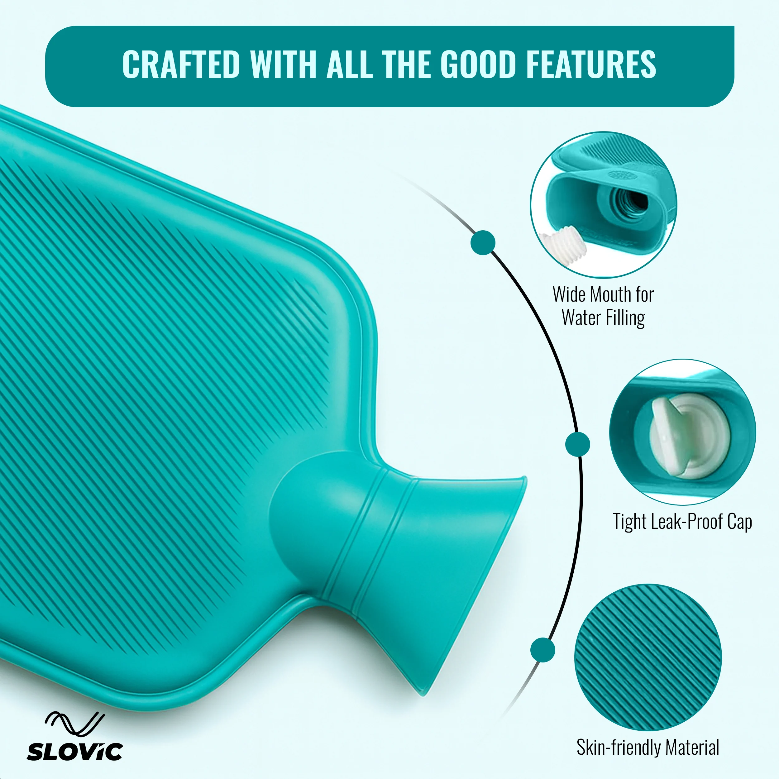 Slovic 2L Green Hot Water Bottle Bag – Pain Relief for Back, Cramps & Stomach - Image 4