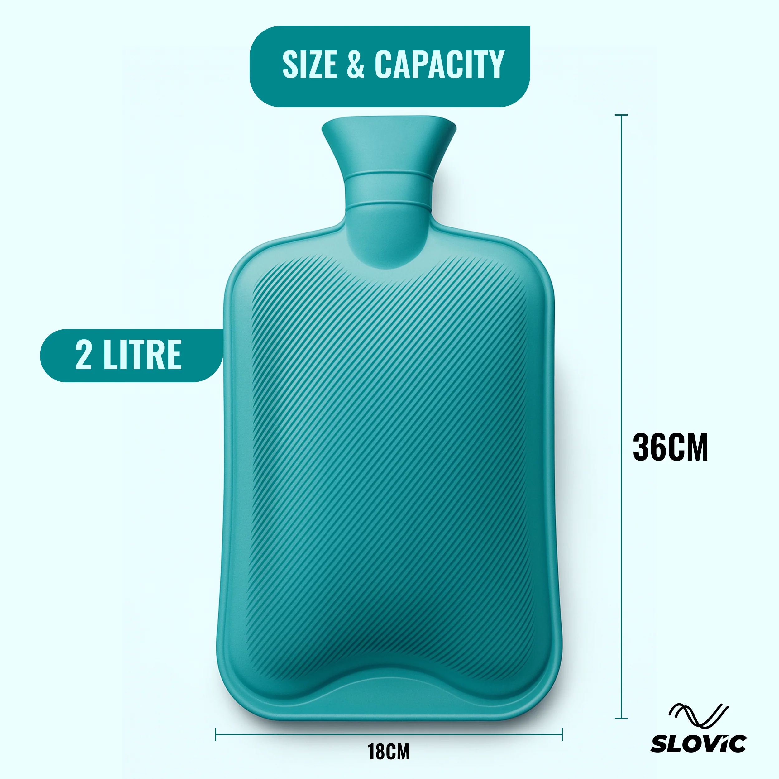 Slovic 2L Green Hot Water Bottle Bag – Pain Relief for Back, Cramps & Stomach - Image 5
