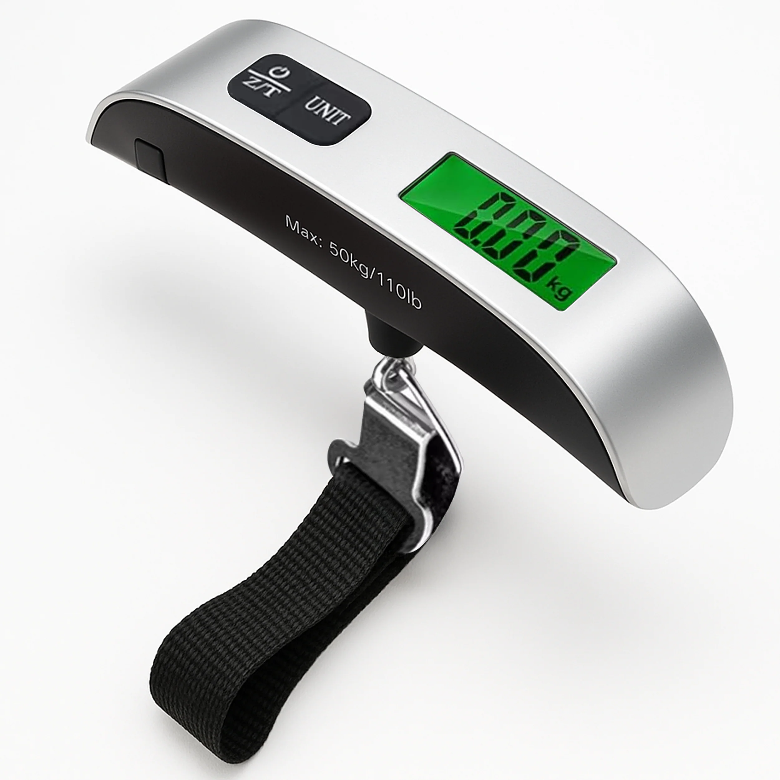 Slovic 50kg Digital Luggage Scale with LCD Indicator – Black & Silver, Travel Friendly