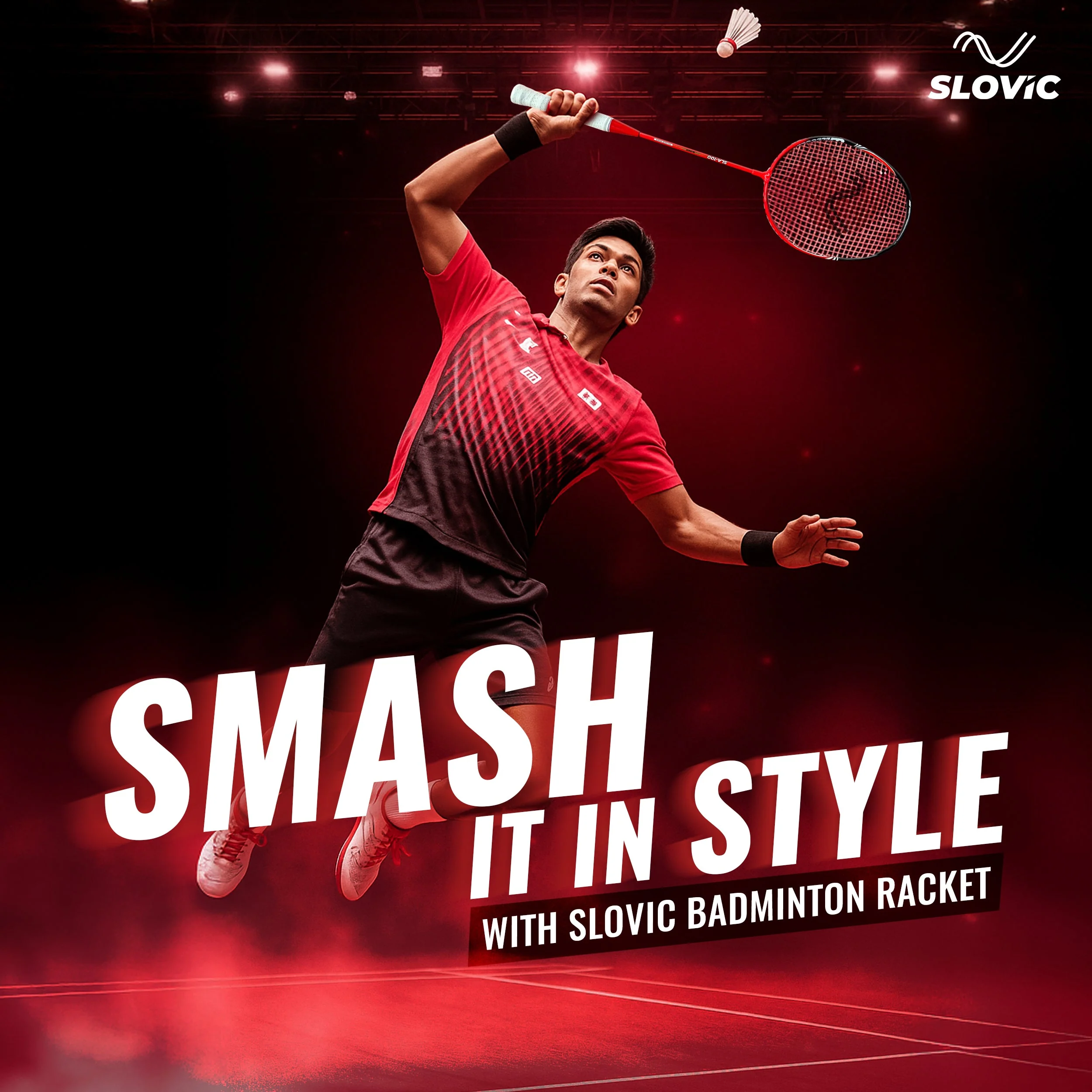 Slovic Aluminium Badminton Racket- Red - Image 5