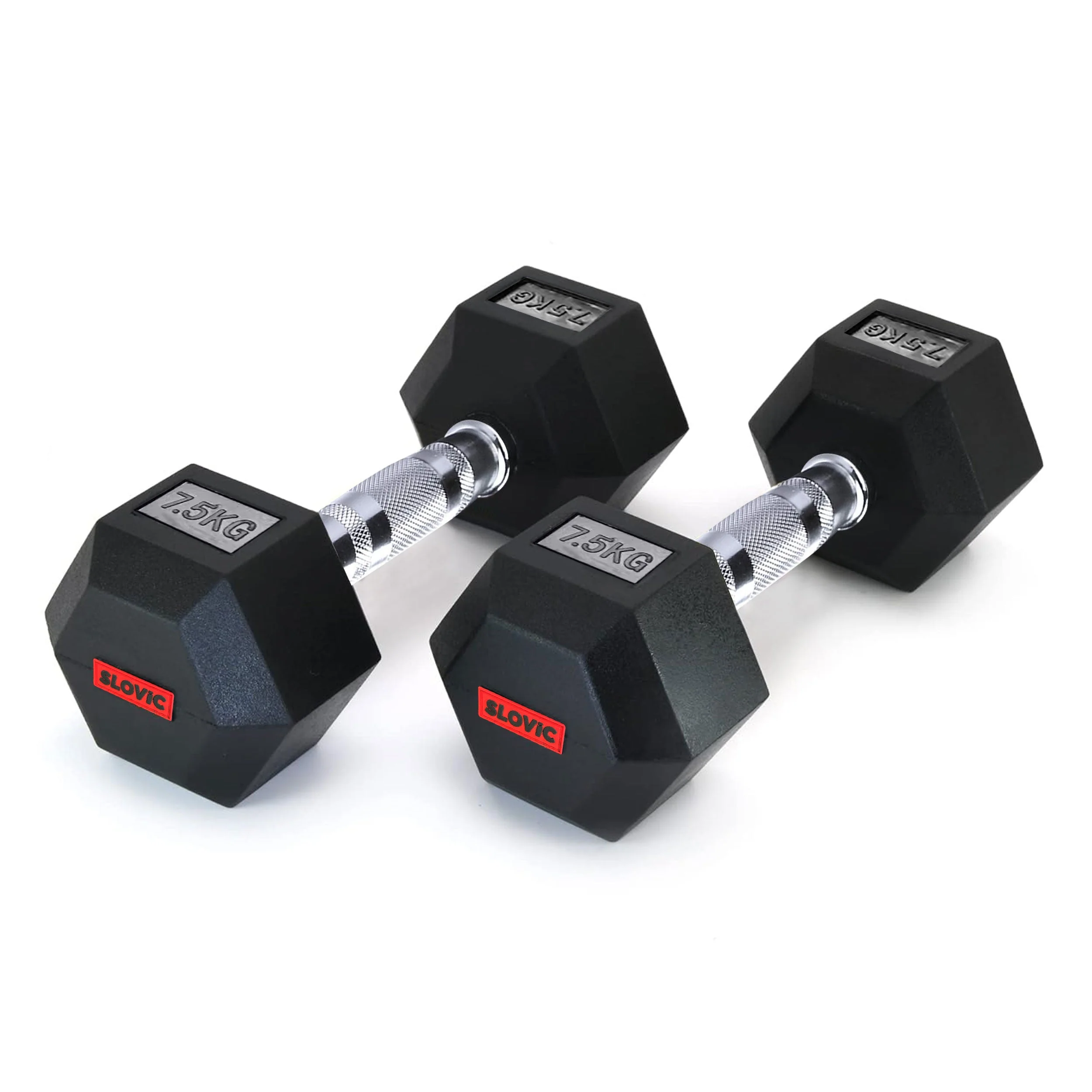 Slovic Anti-slip Hexa Rubber Dumbbells Pair of 2 - Image 9