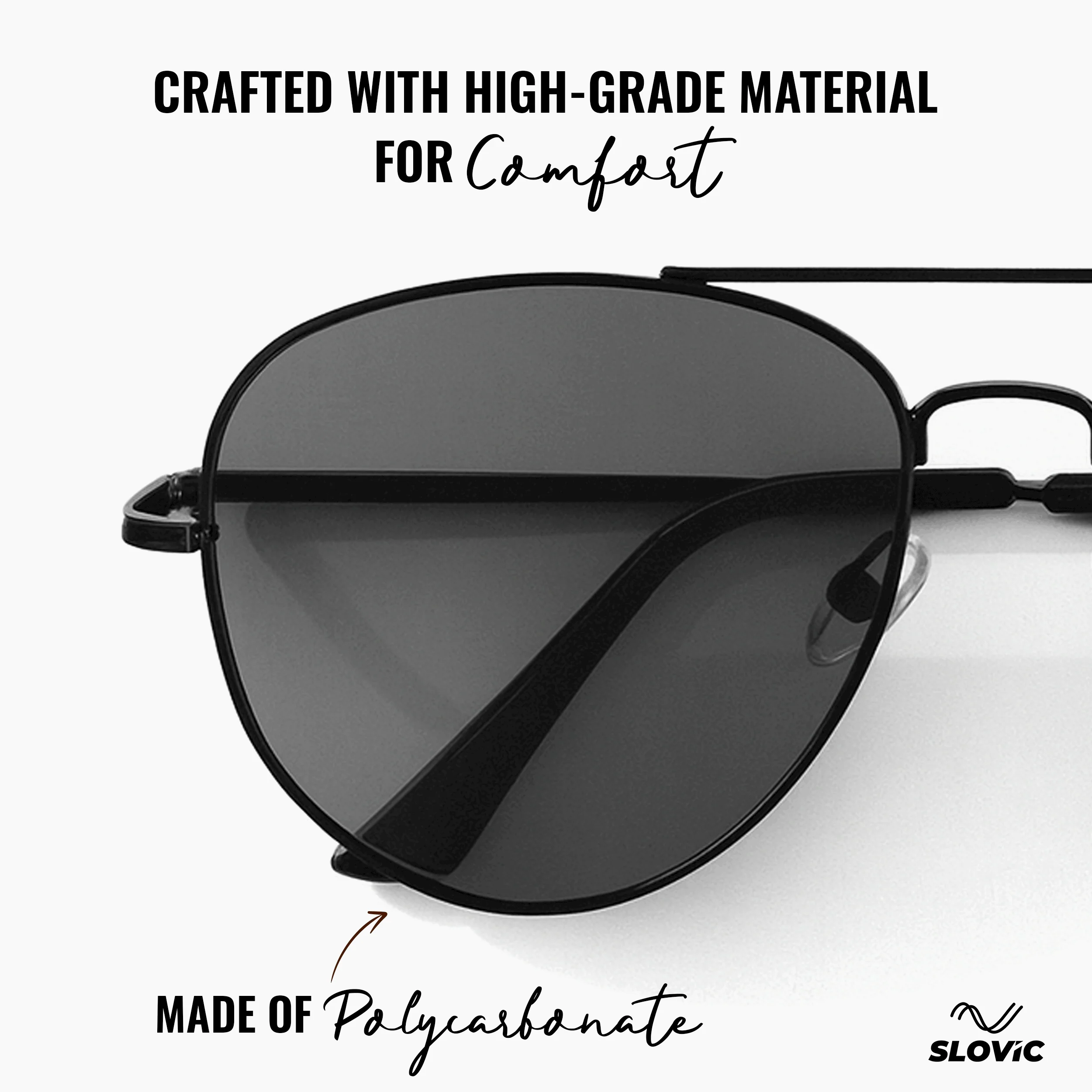 SLOVIC Aviator Sunglasses for Men- Black - Image 3