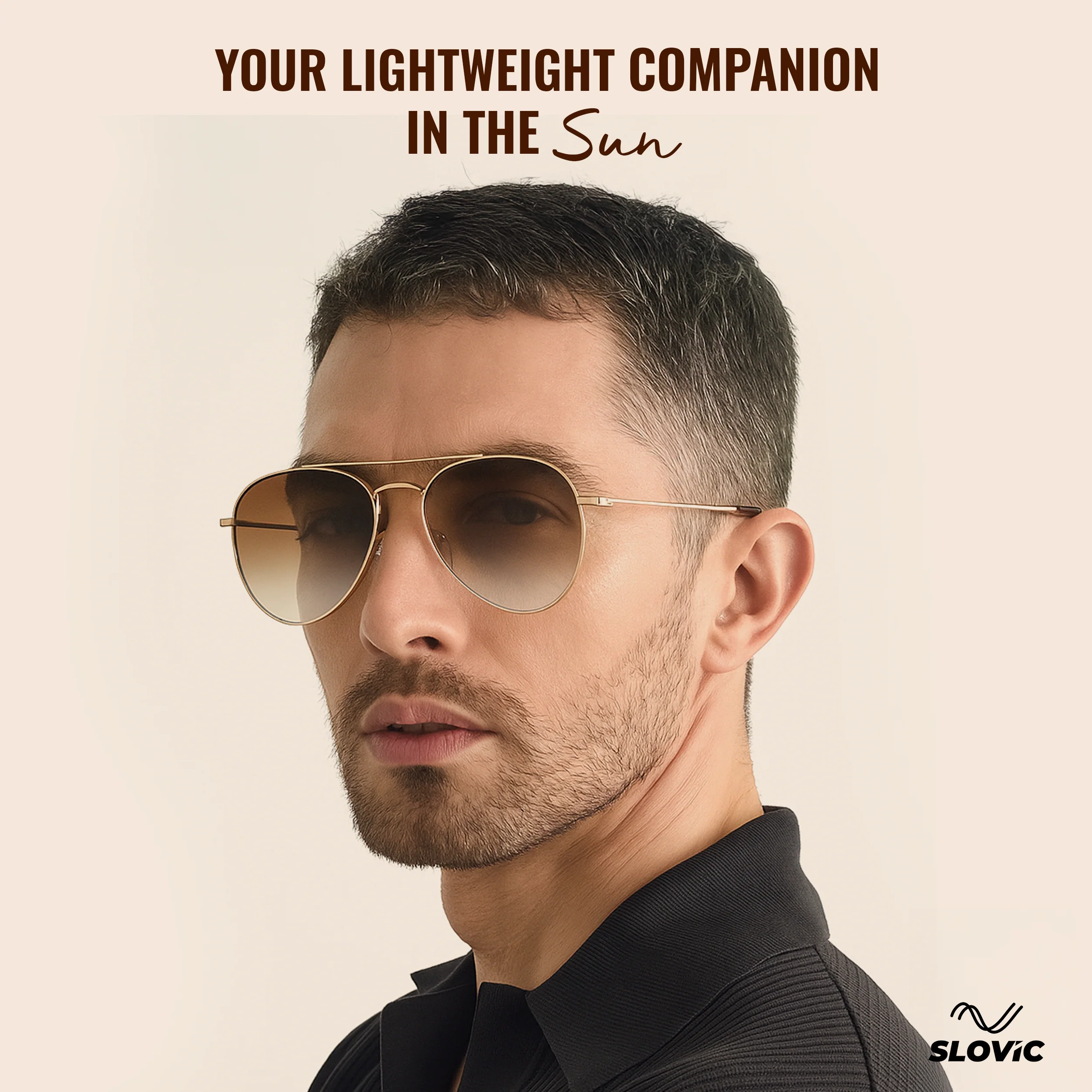 SLOVIC Aviator Sunglasses for Men- Gold - Image 3