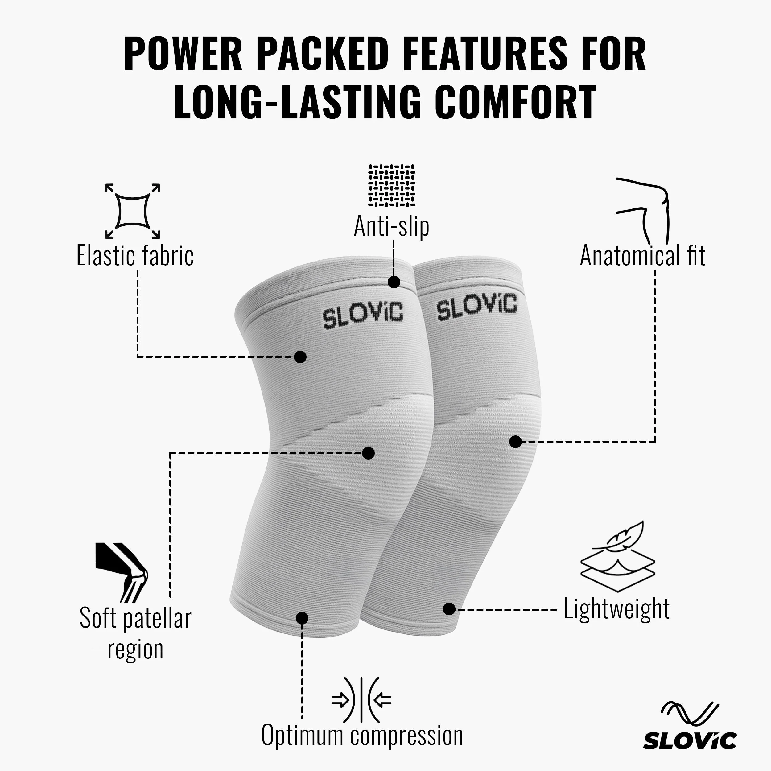 Slovic Bamboo Yarn Knee Support-Grey - Image 4