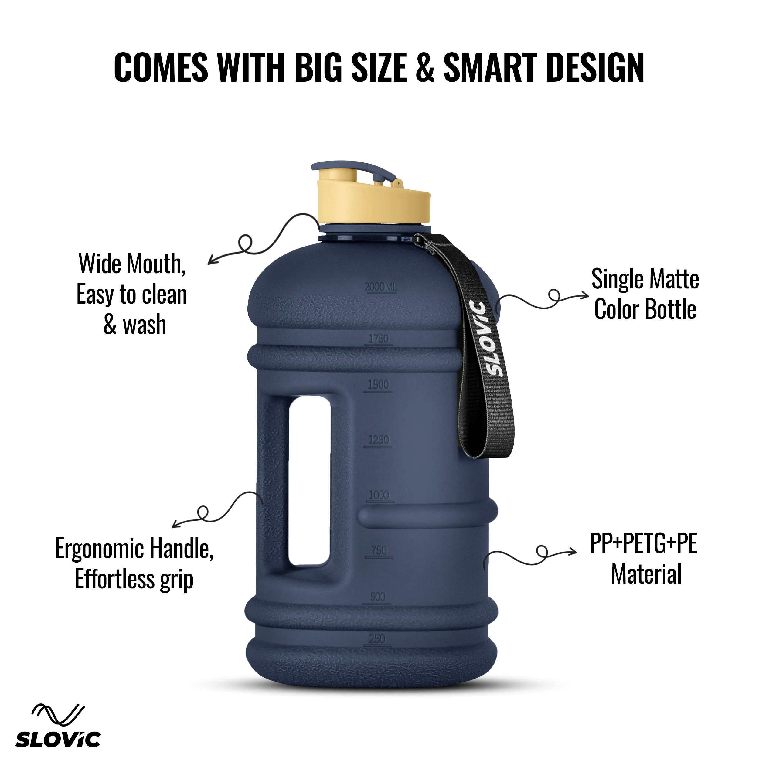 SLOVIC Blue Gallon Water Bottle - 2.2 Litre - Image 5
