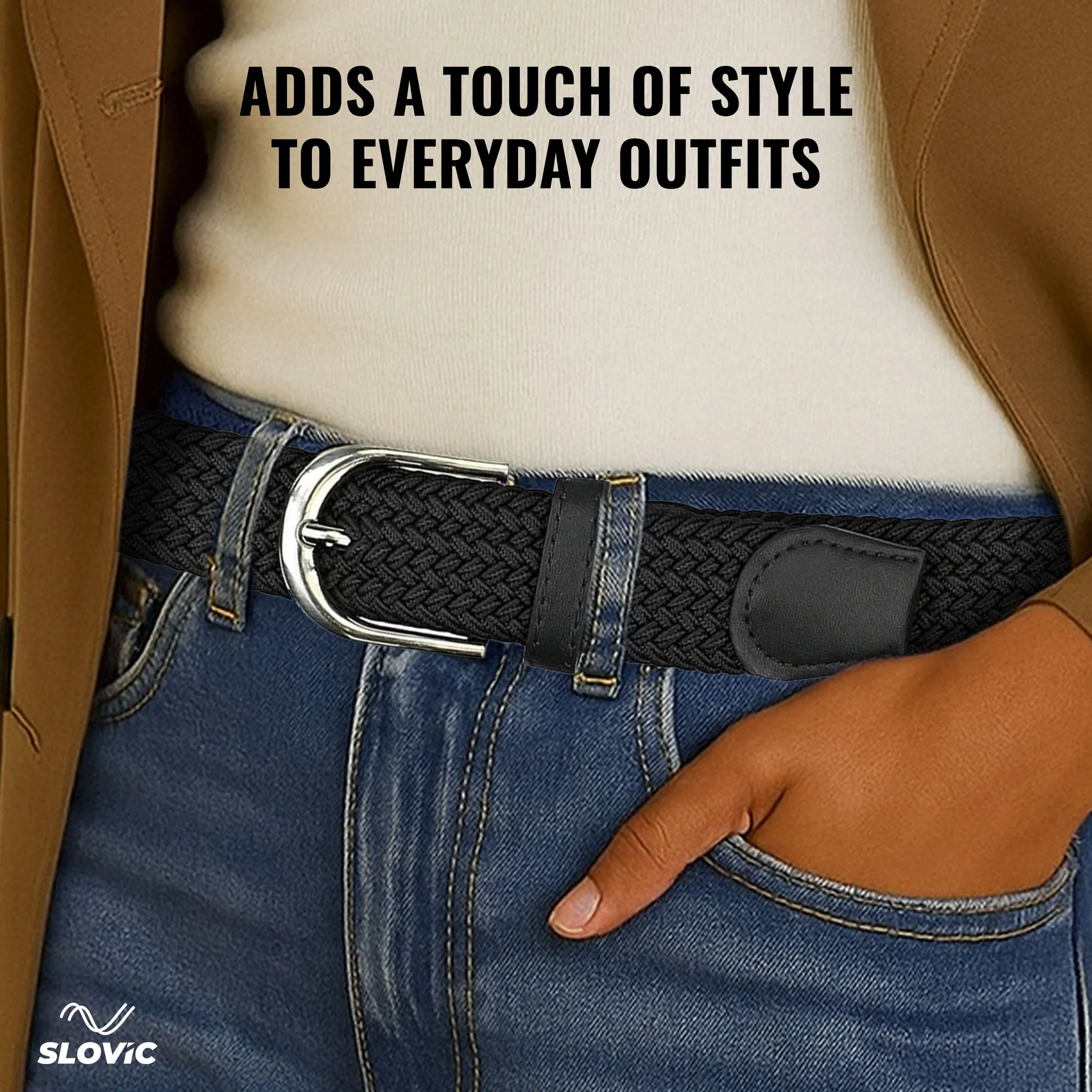 SLOVIC Braided Nylon Woven Belt- Black - Image 3