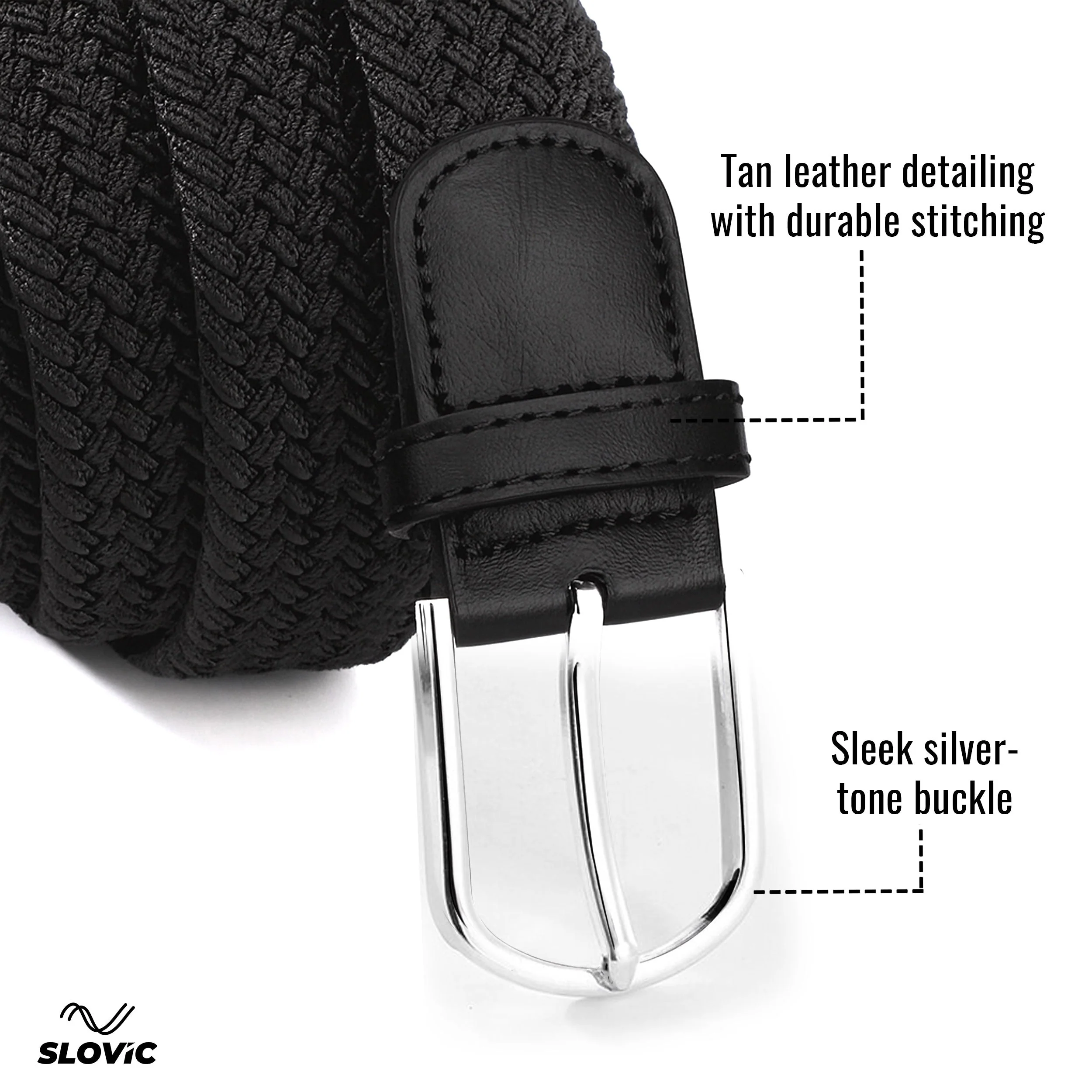 SLOVIC Braided Nylon Woven Belt- Black - Image 6