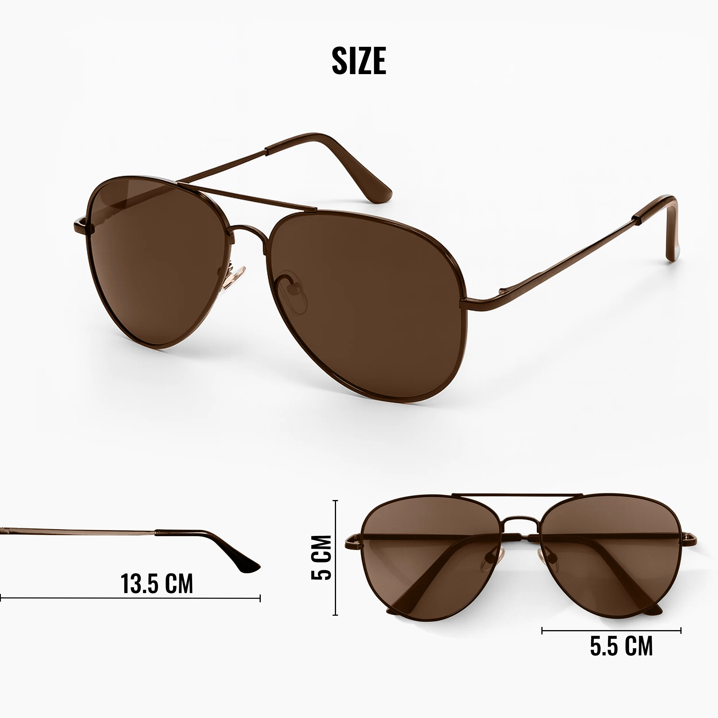 Slovic Brown Aviators Sunglasses with UV400 Protection Lenses for Men & Women - Image 5