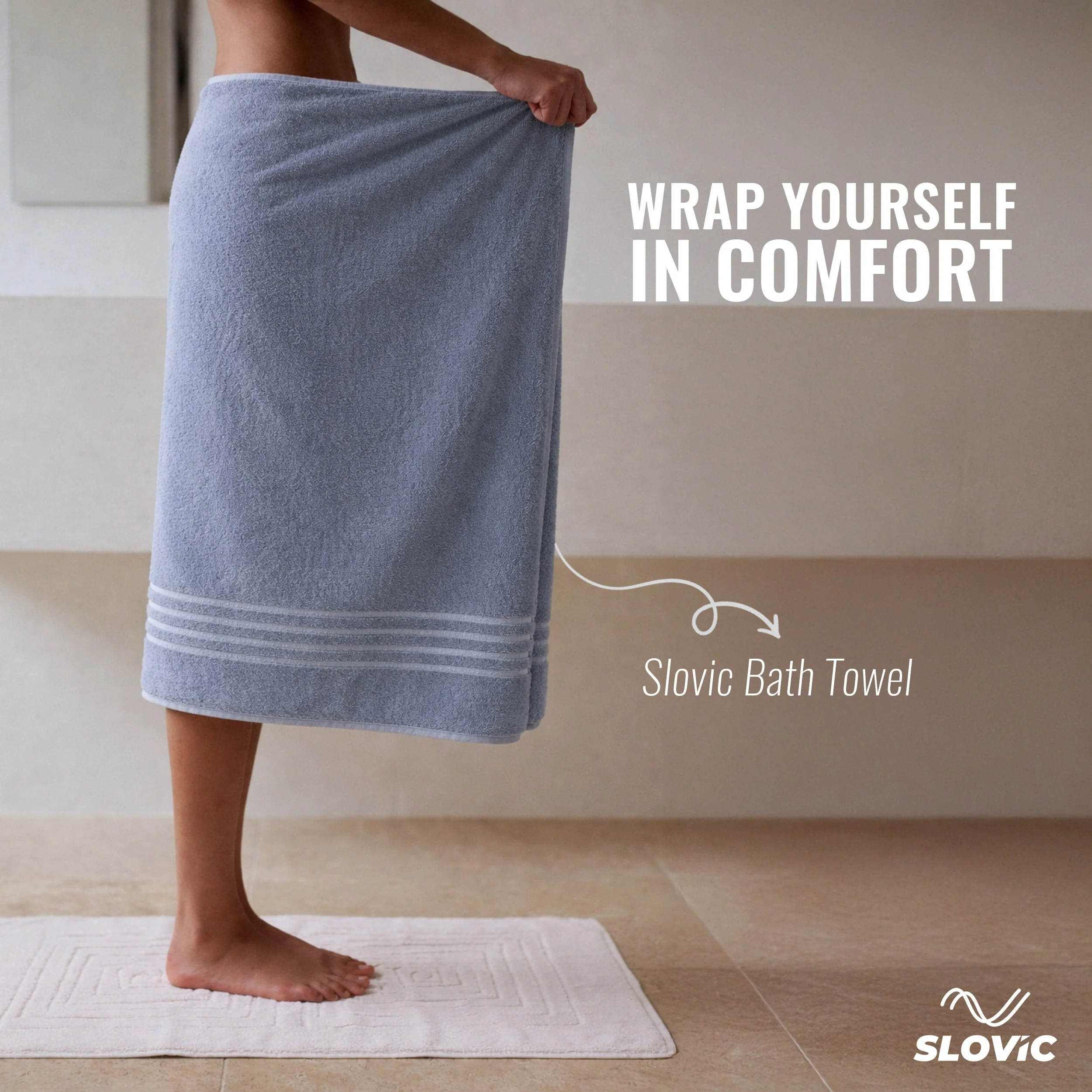 Slovic Cotton Bath Towel 450 GSM | Ultra Soft, Fade-Resistant | 30 x 60 Inch | Grey - Image 2
