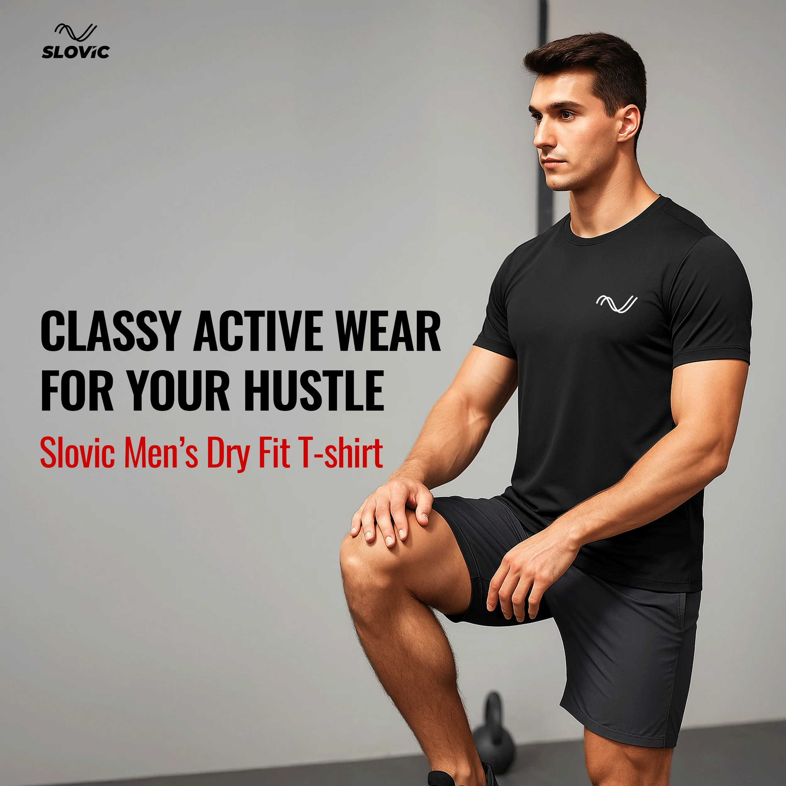 Slovic Dry Fit Gym/Sports T-Shirt for Men & Women | Black | Size - L - Image 2