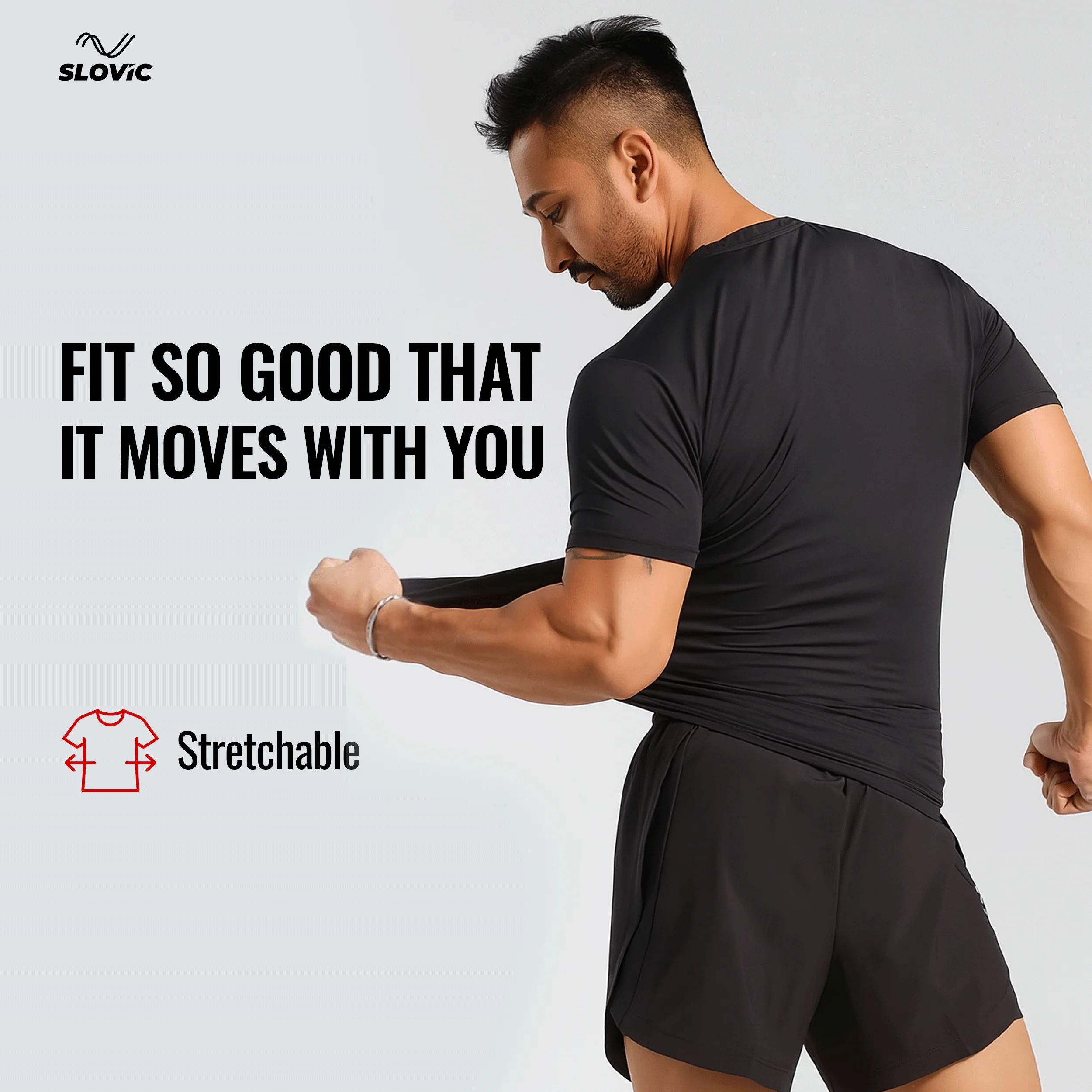 Slovic Dry Fit Gym/Sports T-Shirt for Men & Women | Black | Size - L - Image 4