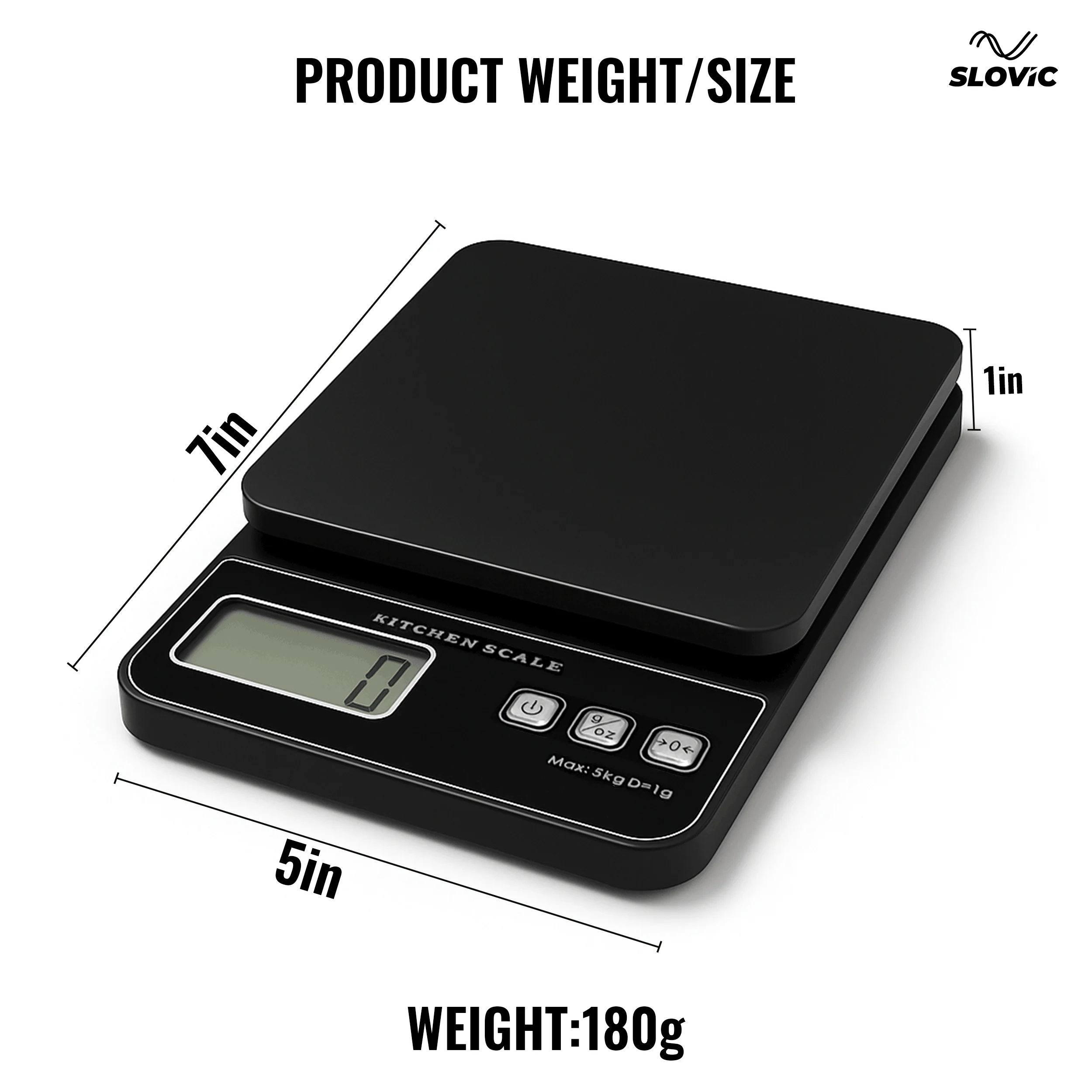 Slovic Easy to Use Digital Kitchen Weighing Scale For Meal Prep– Stylish, Lightweight & Precise - Image 5