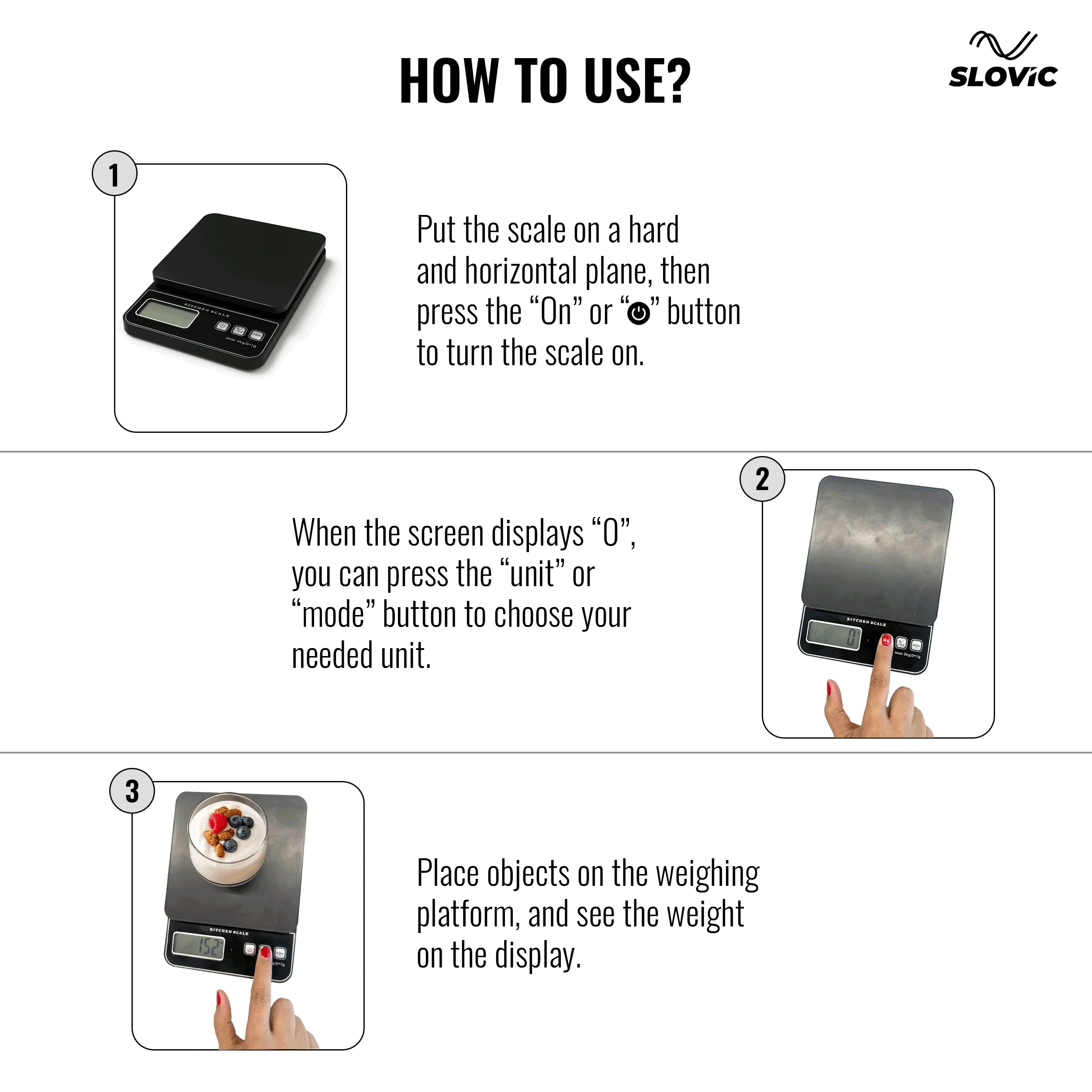 Slovic Easy to Use Digital Kitchen Weighing Scale For Meal Prep– Stylish, Lightweight & Precise - Image 6