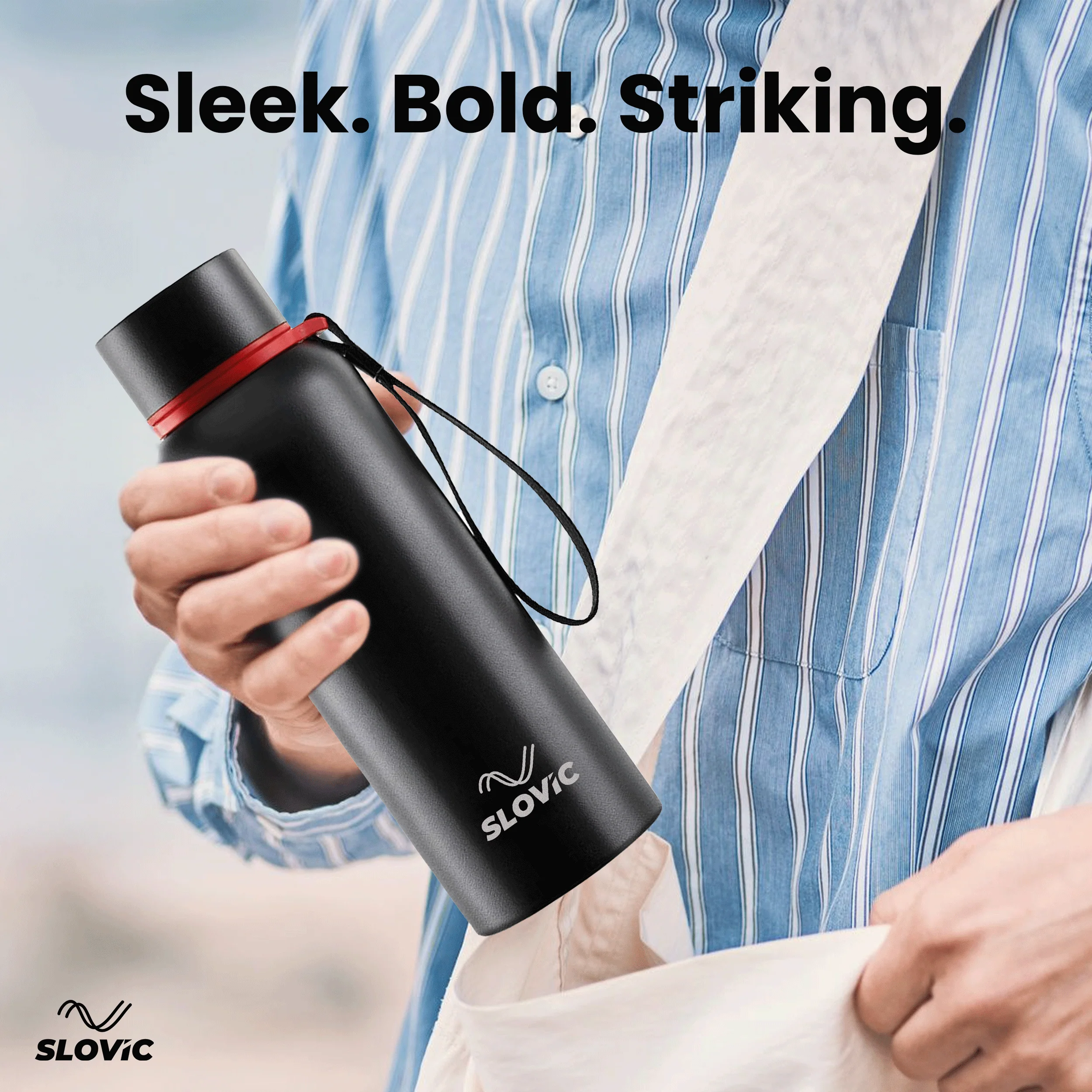 Slovic Insulated Water Bottle- Black - Image 2